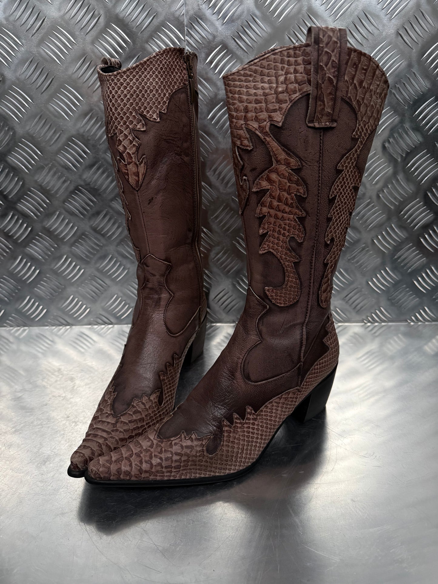 Vintage Italian leather cowboy boots TWINKLING GLOBAL