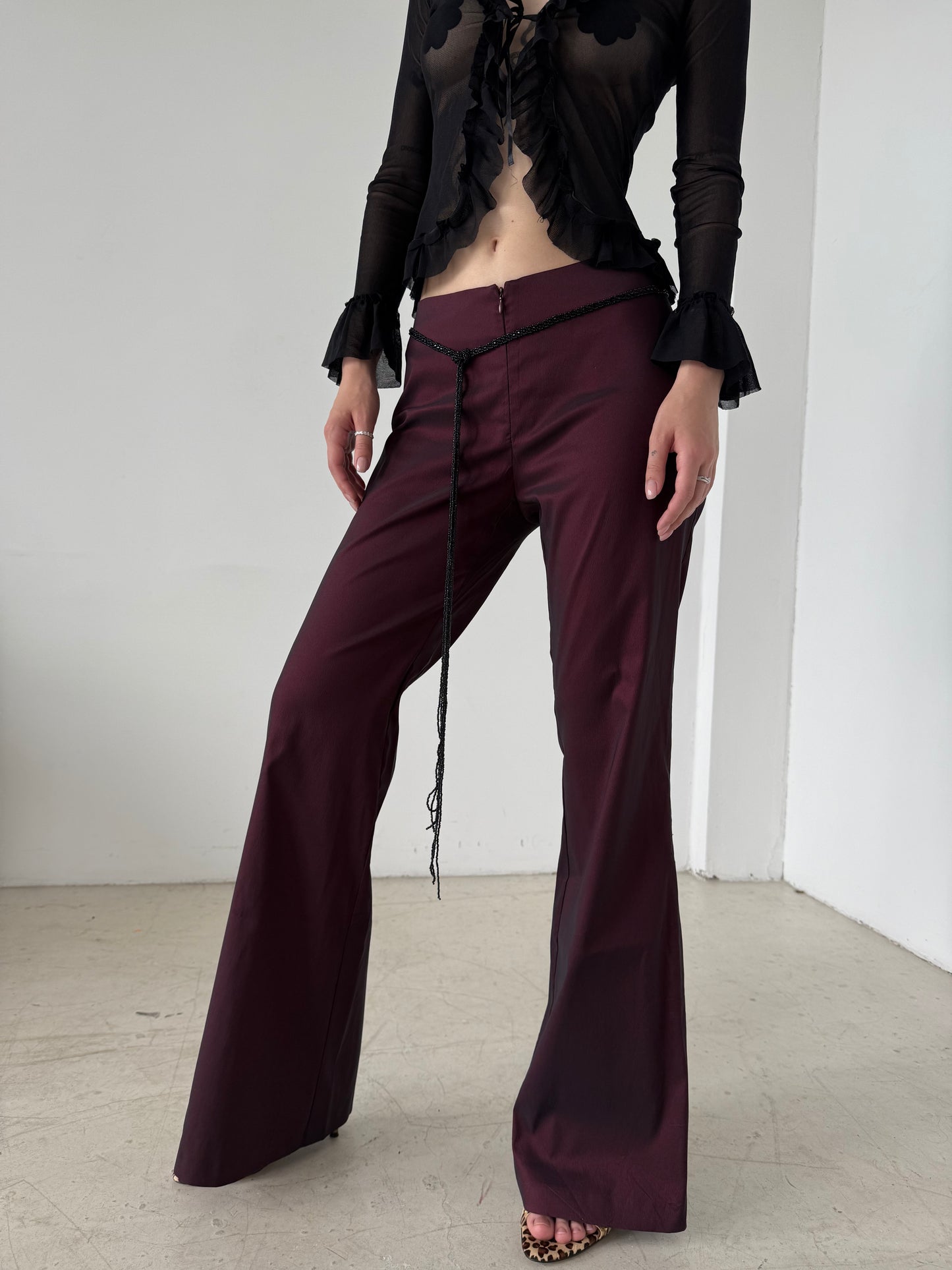Vintage Burgundy Satin Flared Pants – Twinkling Global