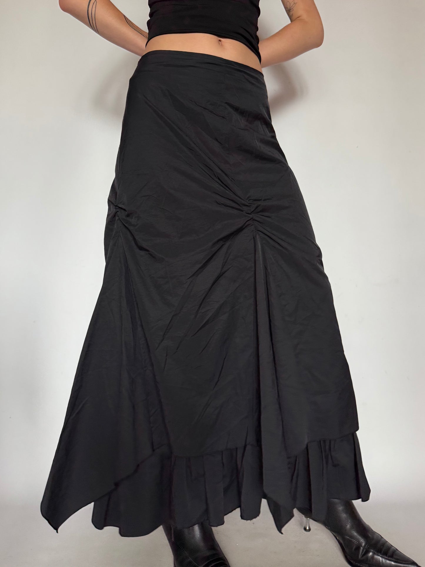 Layered Black Skirt with Draped Back Detail  Twinkling