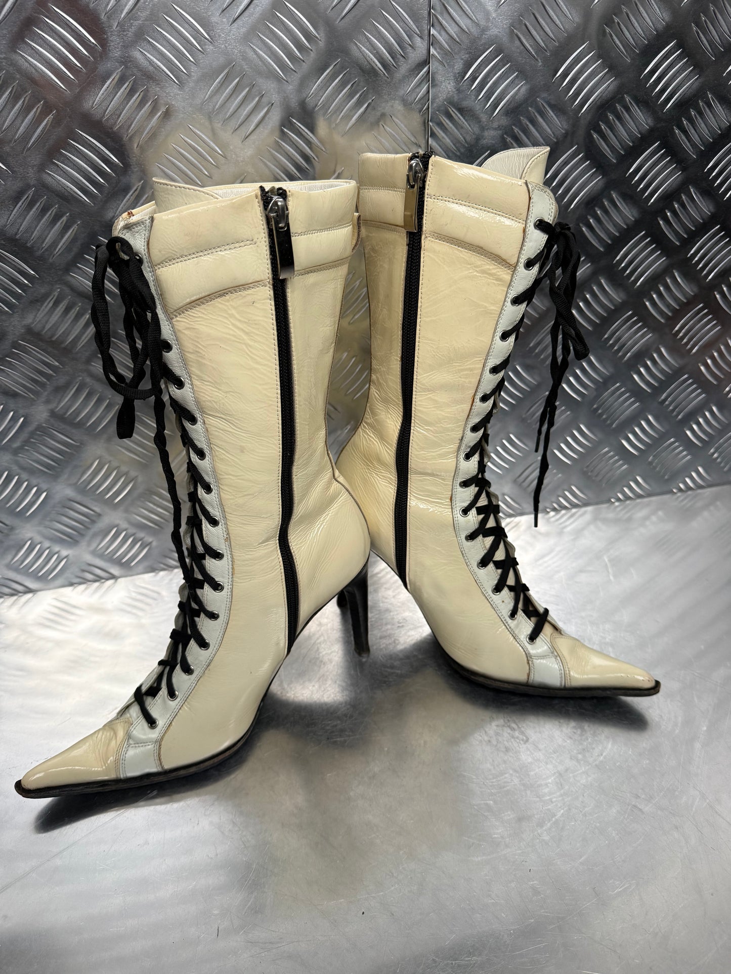 Italian racing lace-up leather boots TWINKLING GLOBAL