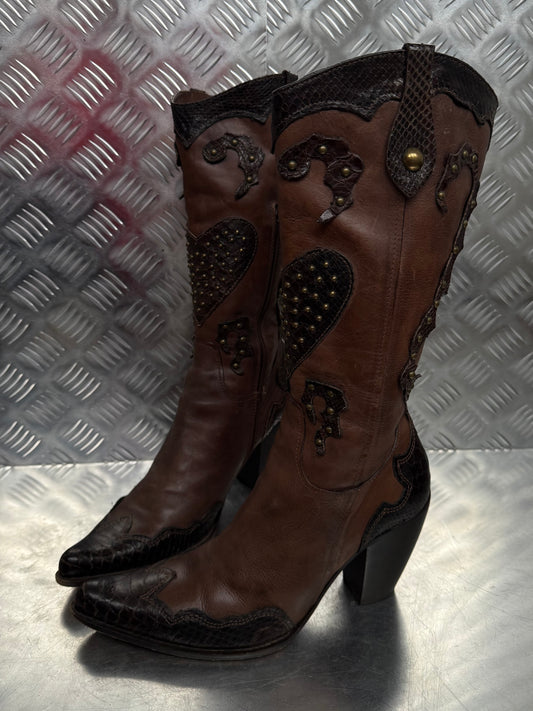Vintage Italian leather cowboy boots TWINKLING GLOBAL
