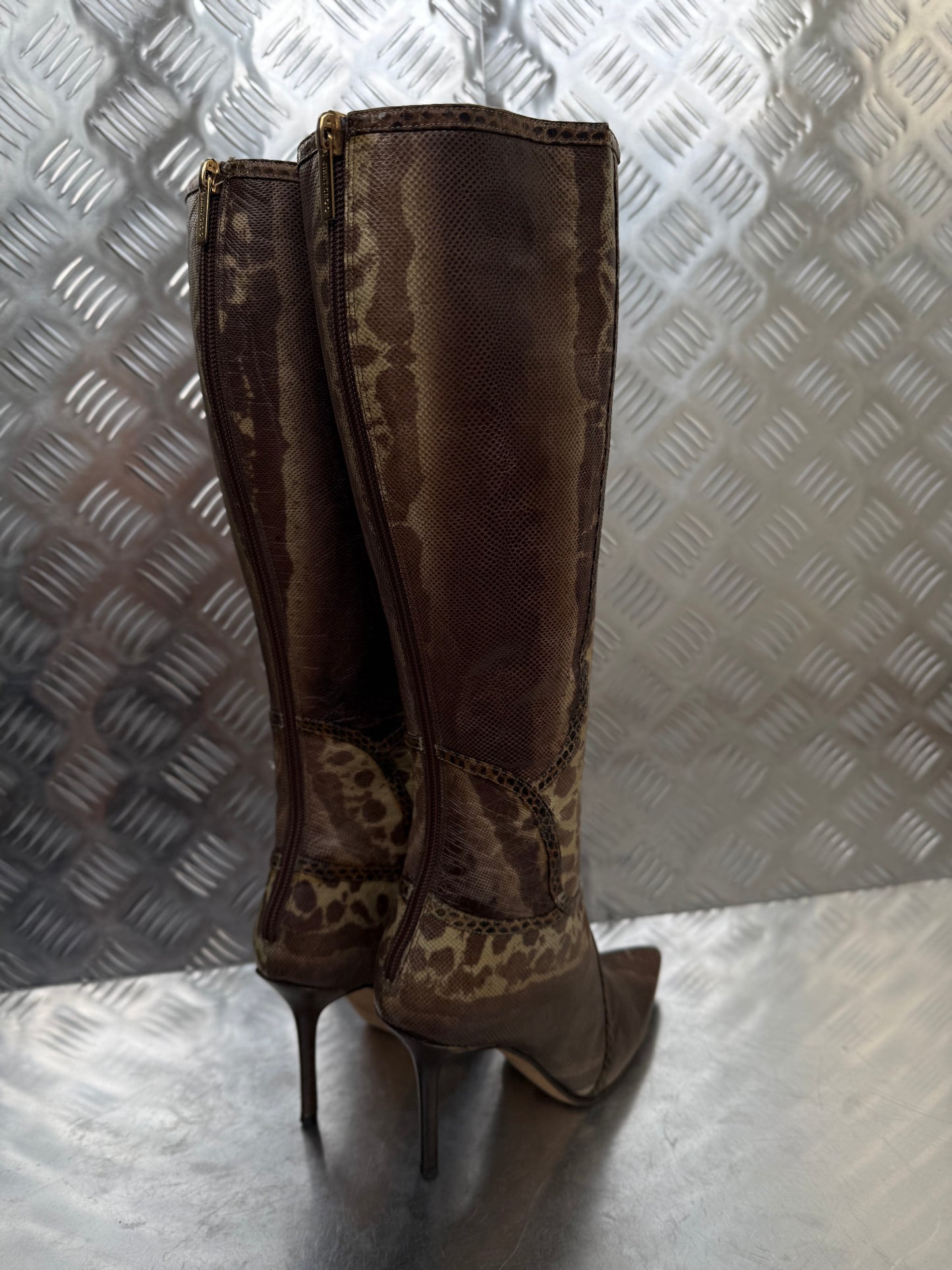 Vintage Jimmy Choo leather animal-pattern boots Twinkling Global