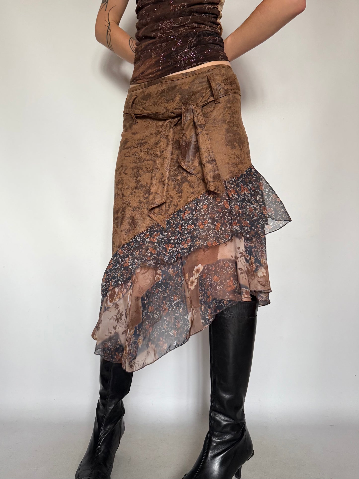 Vintage Patchwork Floral Asymmetrical Skirt – Twinkling Global