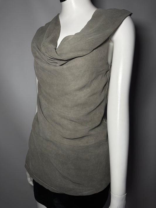 Y2K Olive Green Stretch Cowl Neck Top TWINKLING