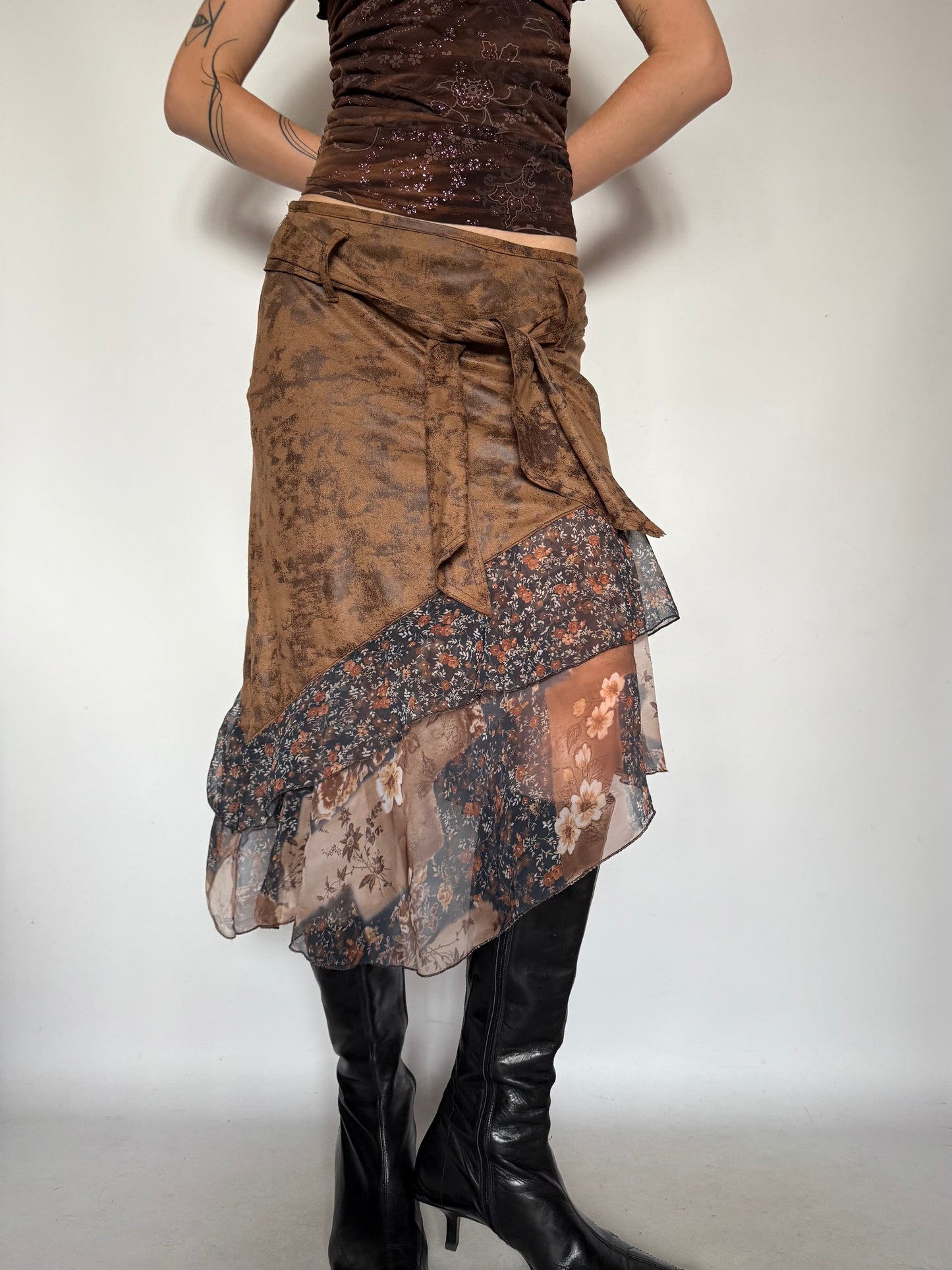 Vintage Patchwork Floral Asymmetrical Skirt – Twinkling Global