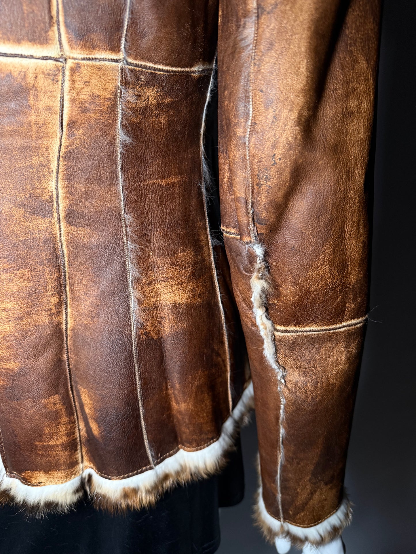Vintage Italian leather jacket with natural fur Twinkling Global