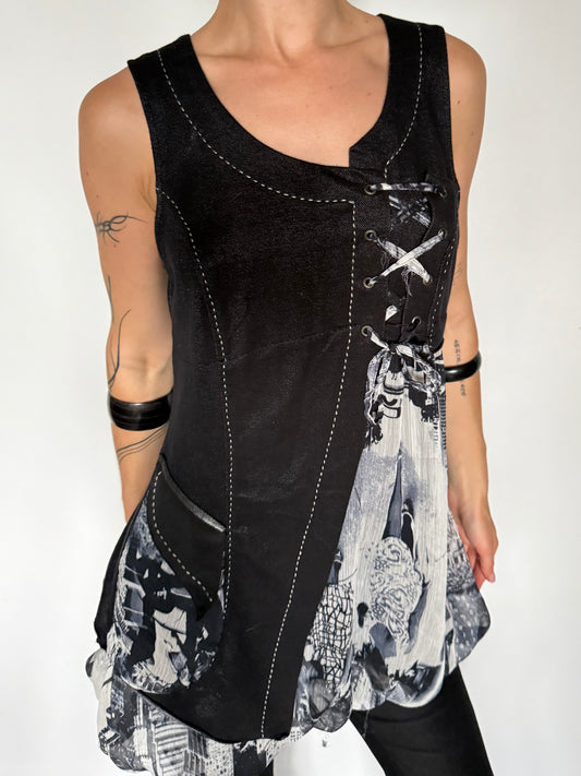 Vintage Asymmetrical Top with Graphic Print – Twinkling Global