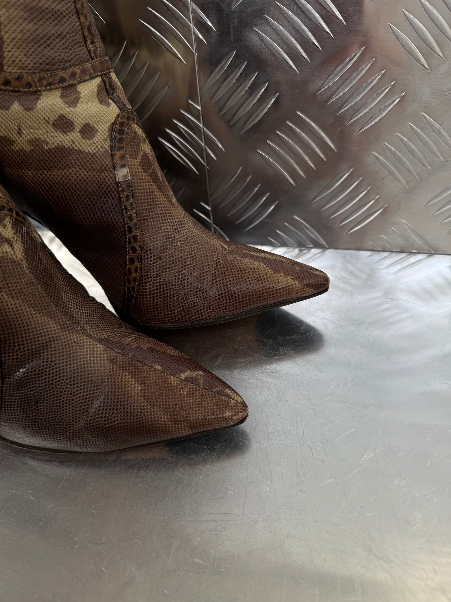 Vintage Jimmy Choo leather animal-pattern boots Twinkling Global