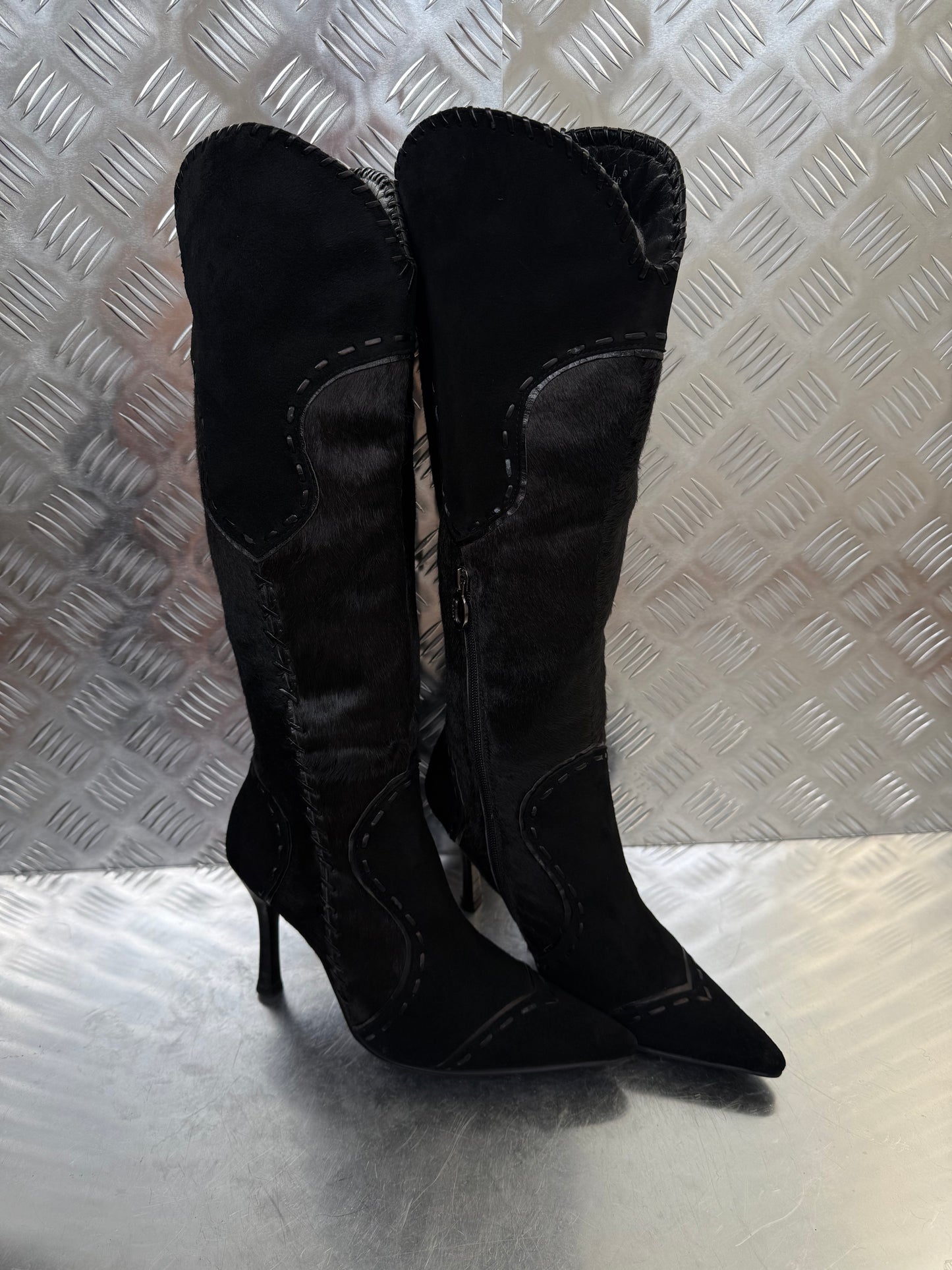 Vintage suede & pony-hair leather boots Twinkling Global