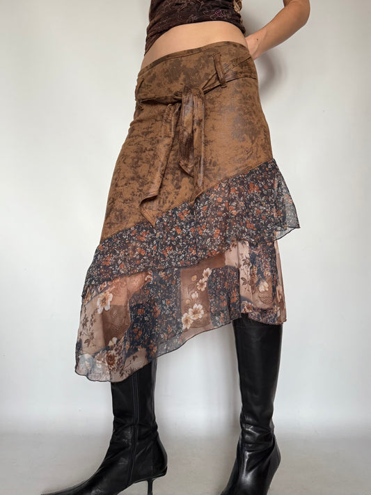 Vintage Patchwork Floral Asymmetrical Skirt – Twinkling Global