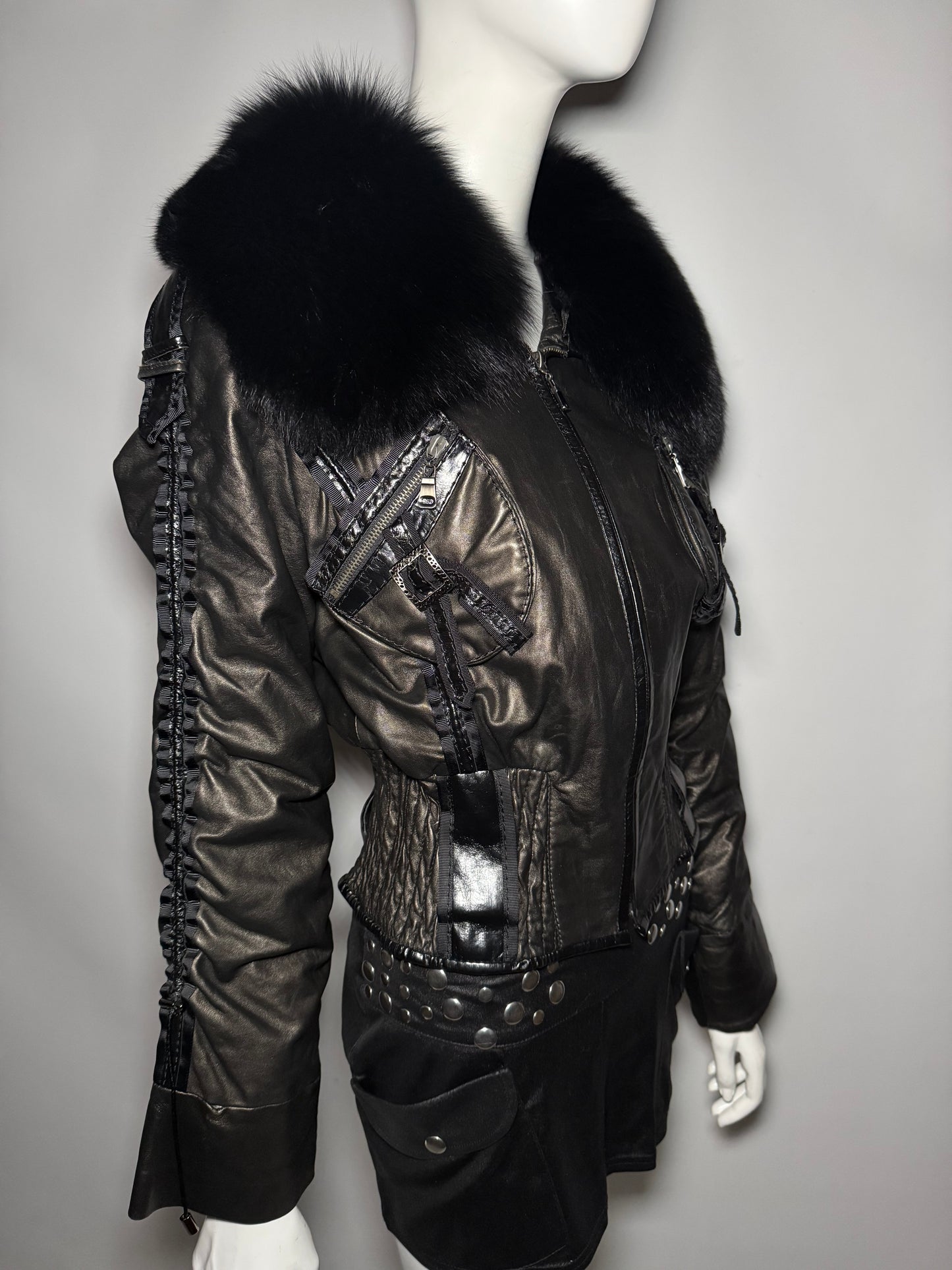 VINTAGE LEATHER JACKET WITH REAL FUR — TWINKLING GLOBAL