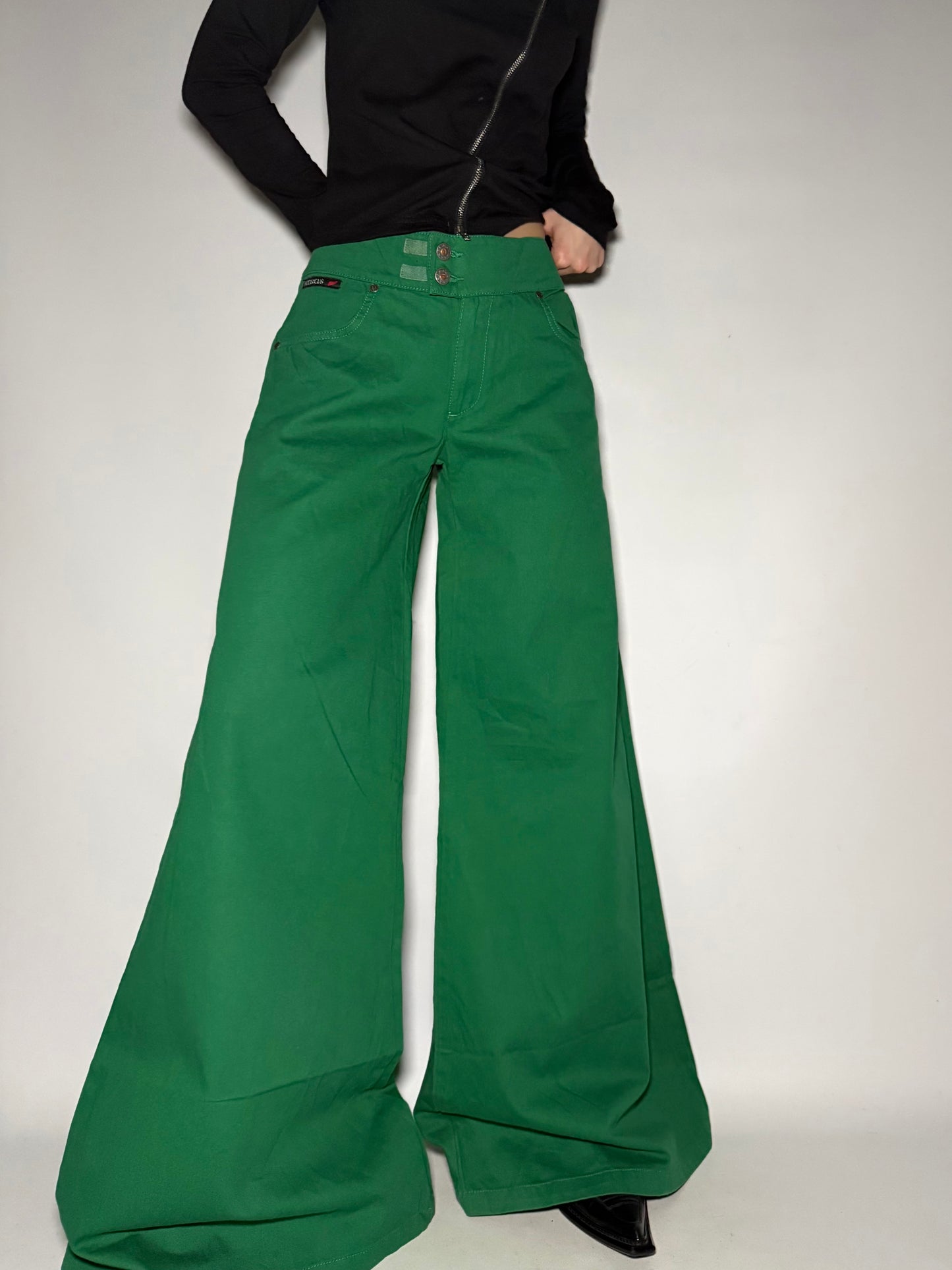 Green Wide-Leg Jeans Twinkling Global