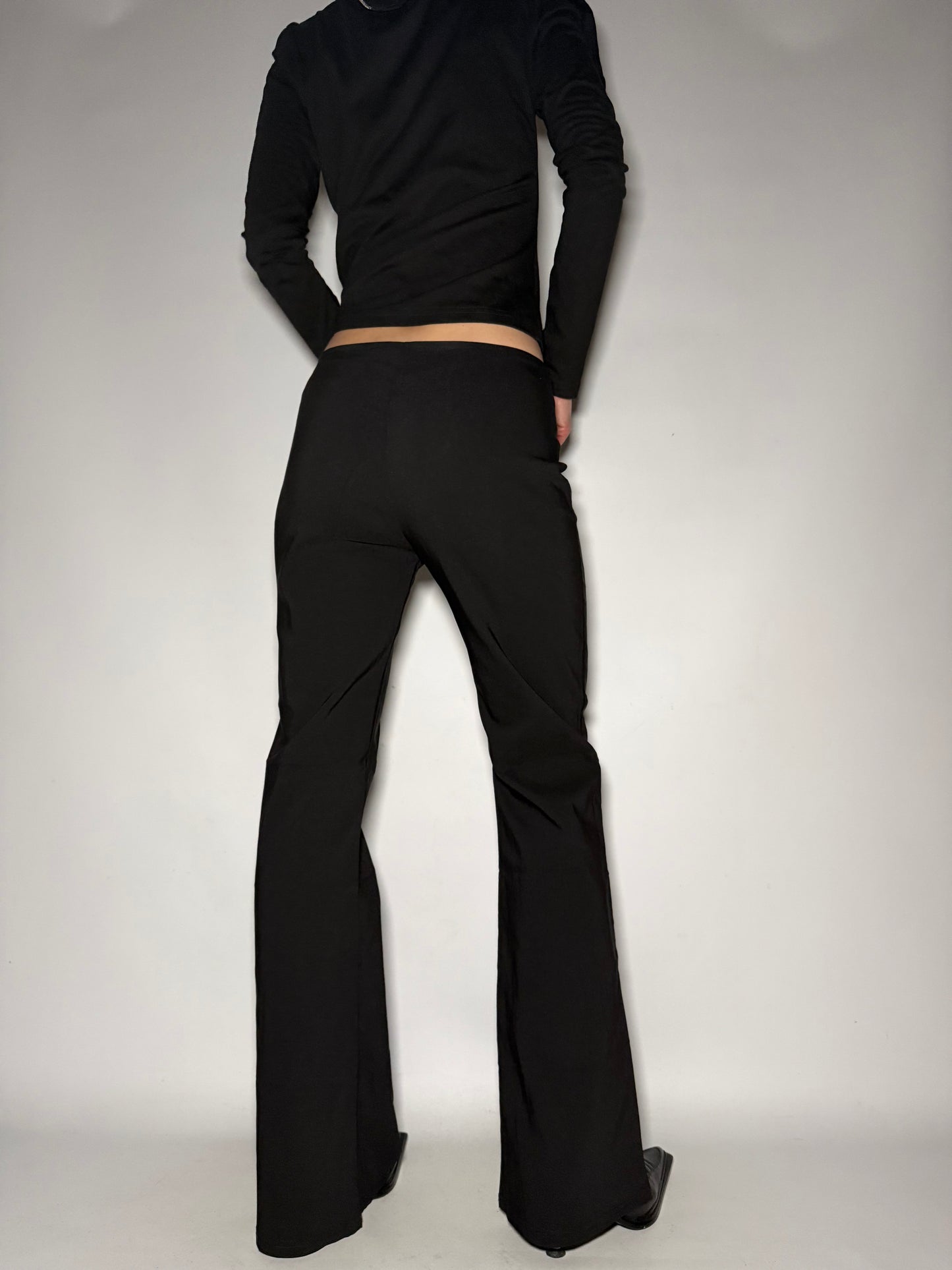 Black Stretch Flare Pants Twinkling Global y2k