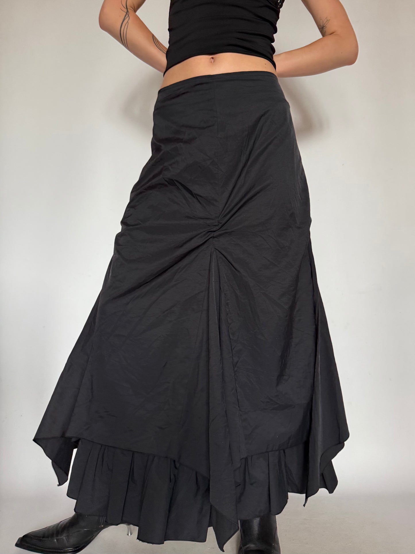 Layered Black Skirt with Draped Back Detail  Twinkling