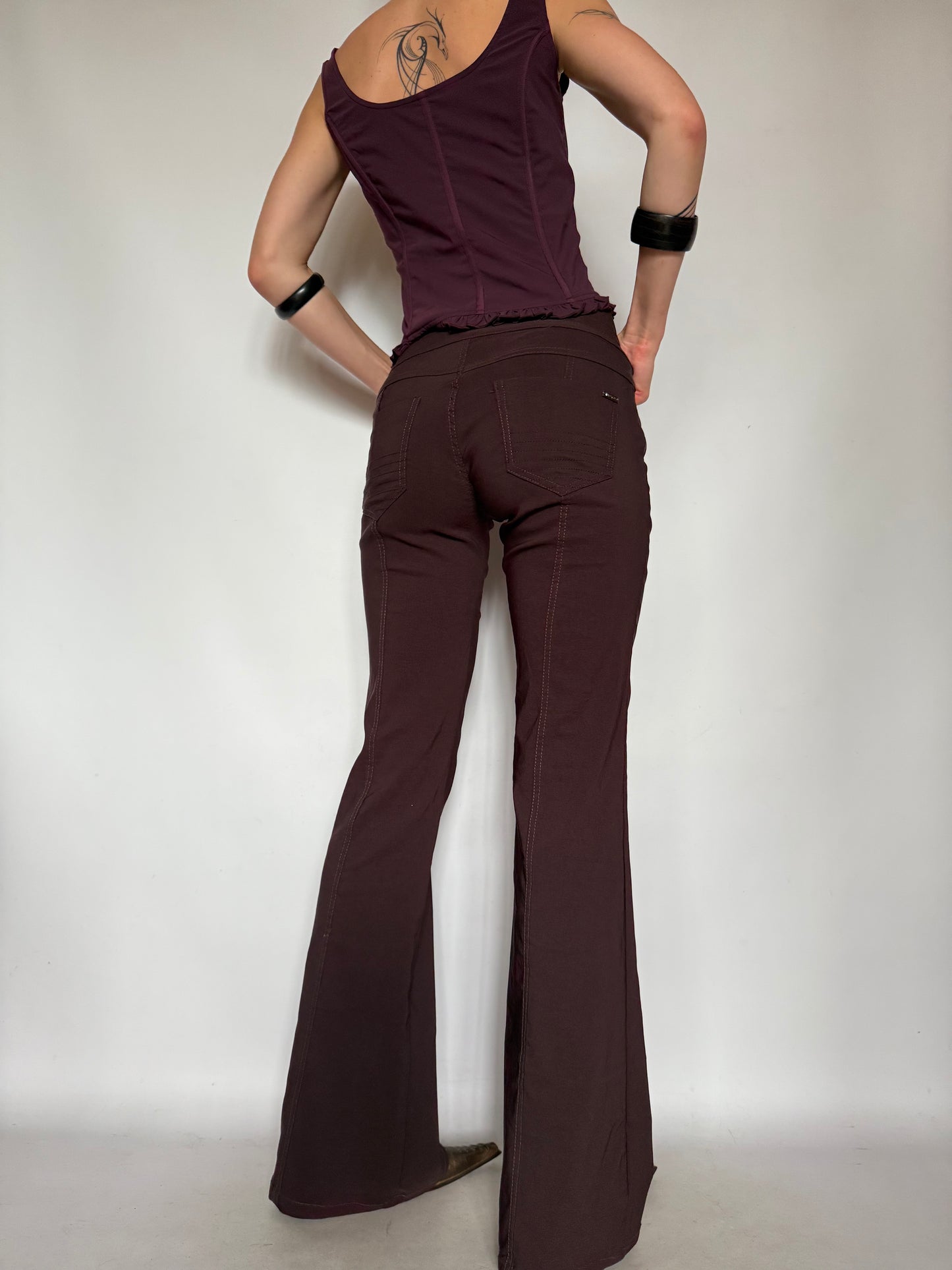 Vintage Brown Flared Pants with Lace-up Detail – Twinkling Global