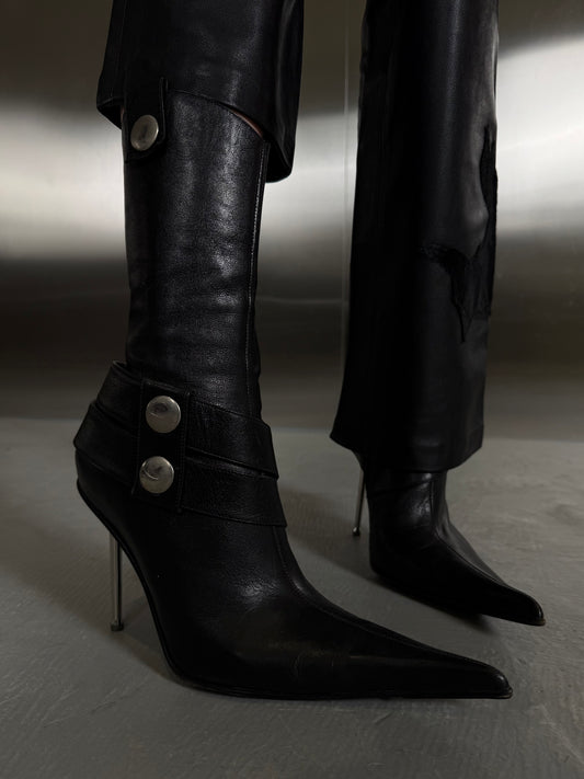 Vintage pointed leather boots TWINKLING GLOBAL