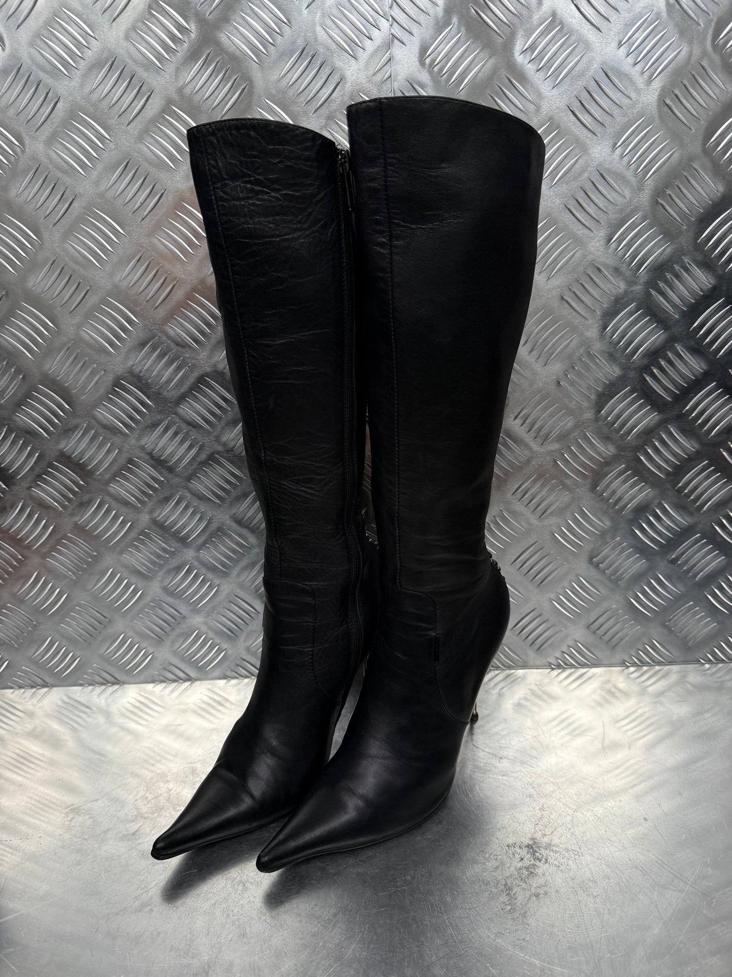 Vintage Black Studded Leather Boots – TWINKLING GLOBAL