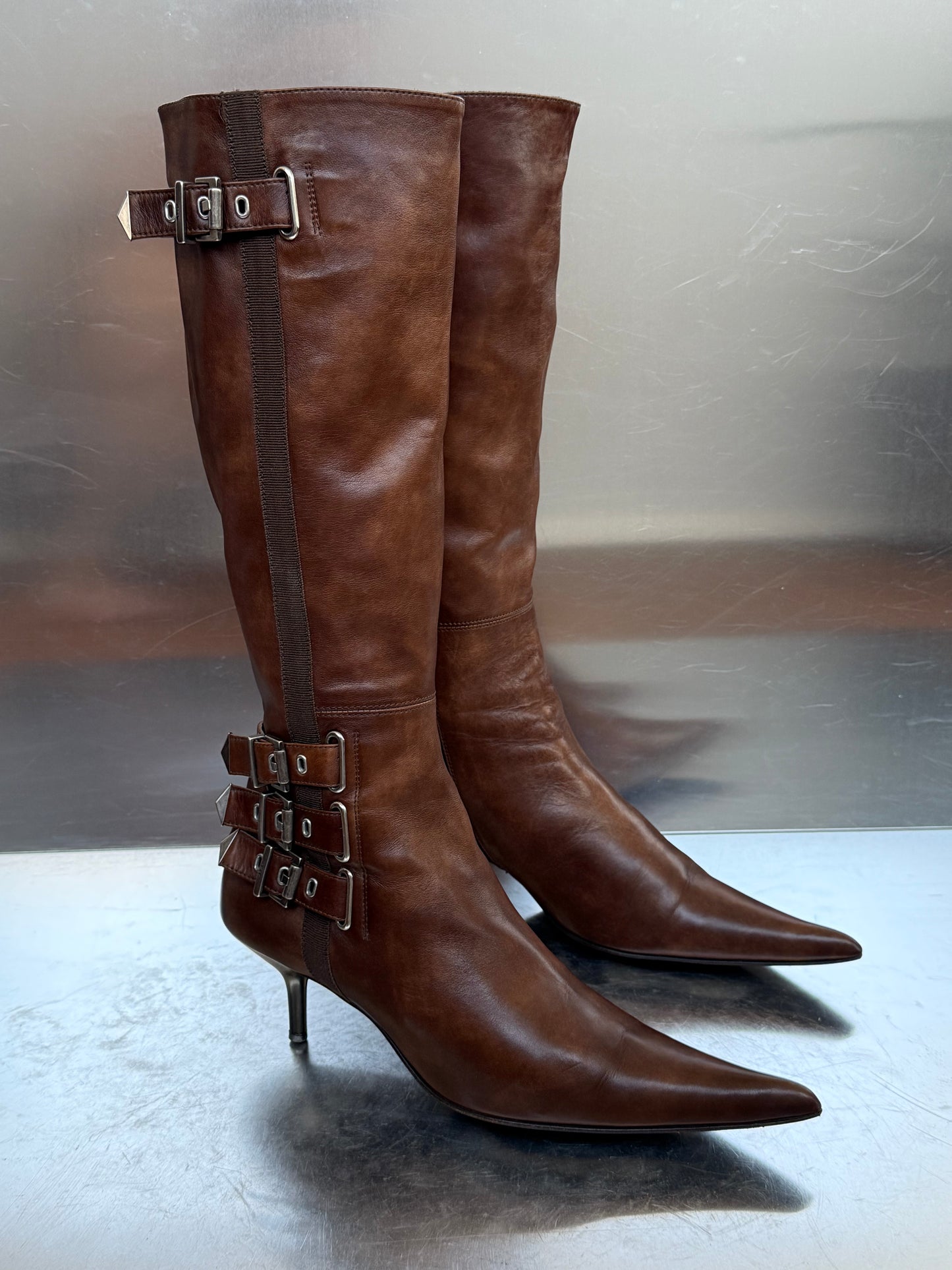 Vintage Brown Leather Boots SHY Twinkling Global