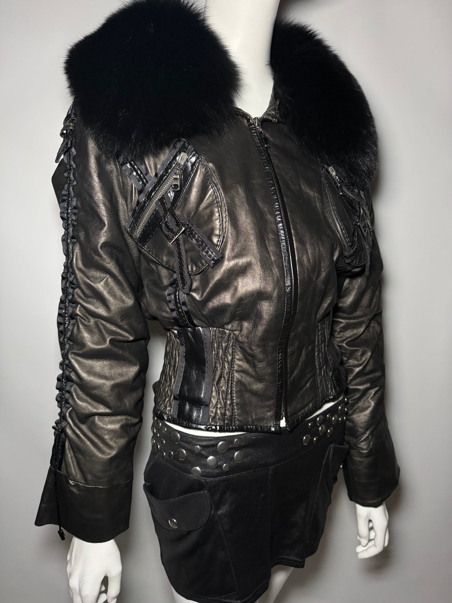 VINTAGE LEATHER JACKET WITH REAL FUR — TWINKLING GLOBAL