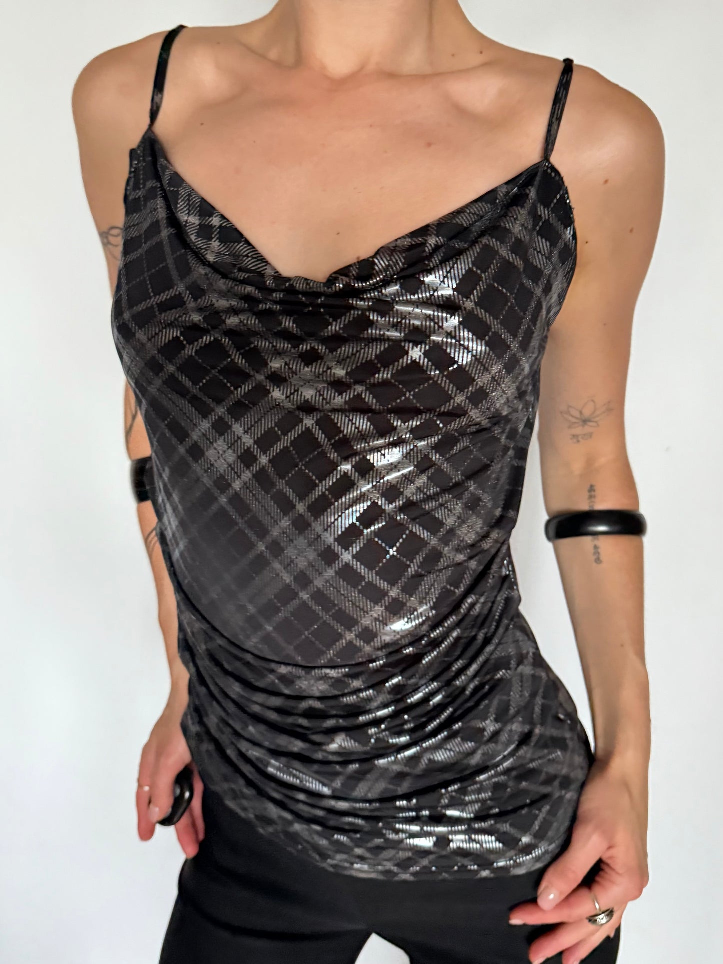 Vintage Plaid Cowl Neck Camisole Top – Twinkling Global