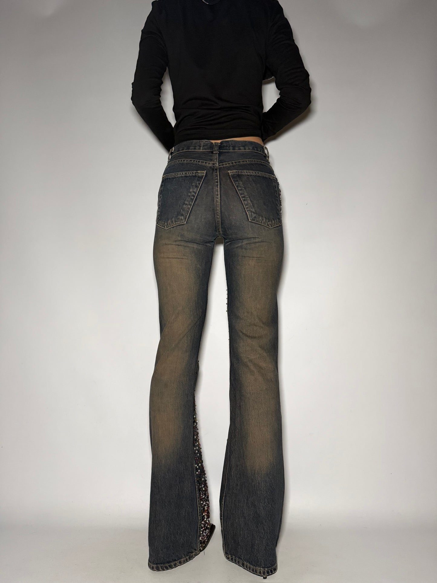 Rust Beaded Straight-Leg Jeans Twinkling Global