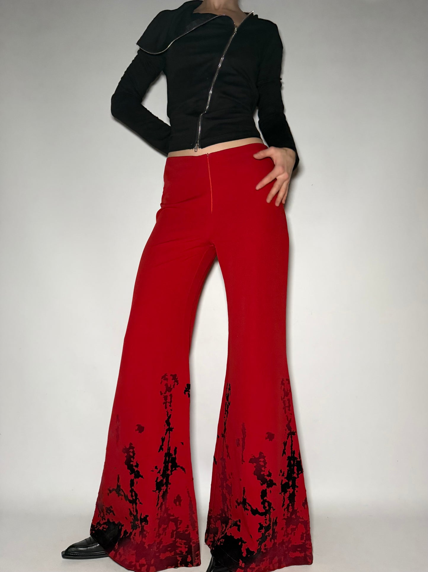 Red Flare Pants with Black Detail Twinkling Global
