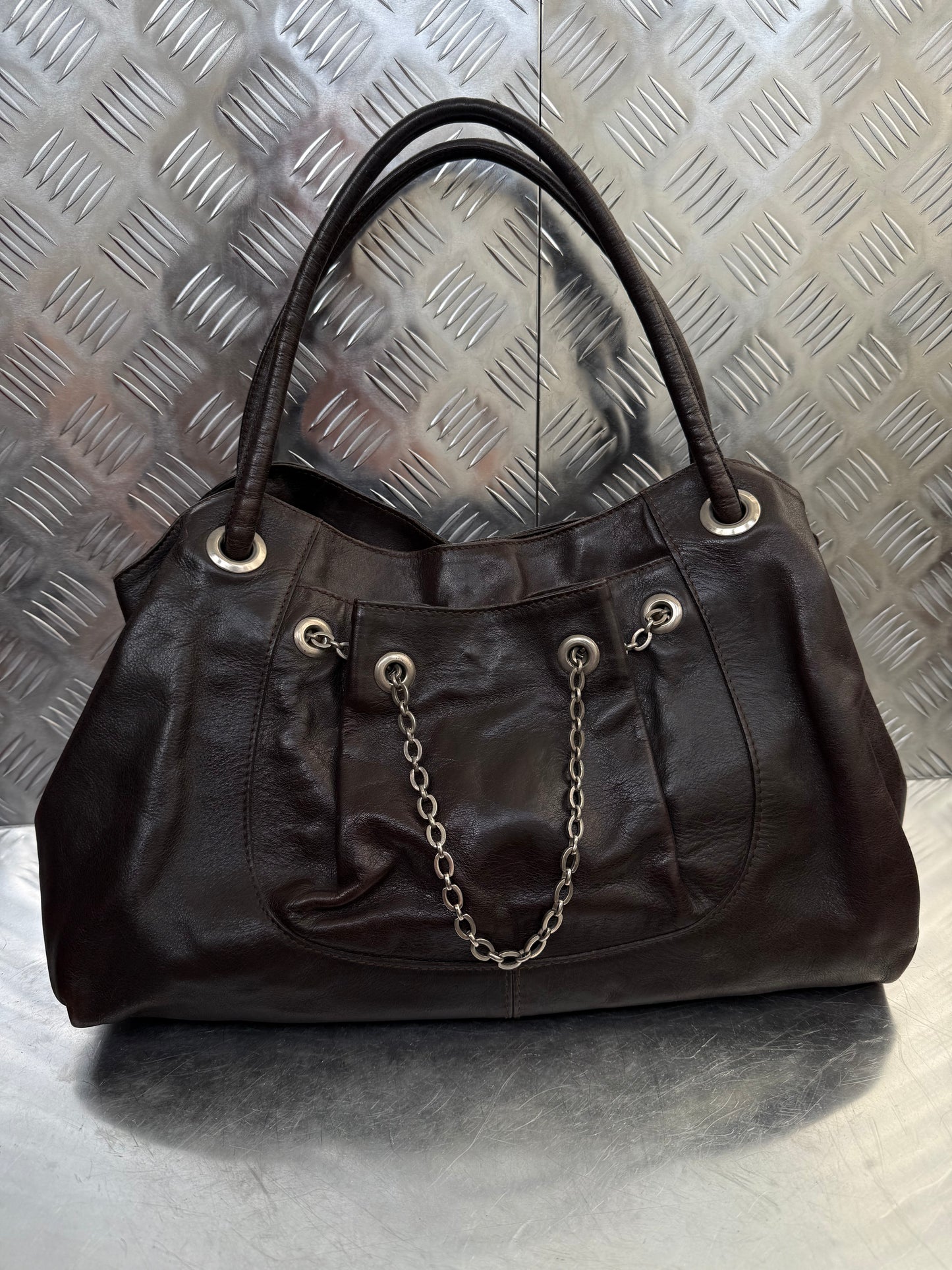 Vintage Furla Brown Leather Bag Twinkling Global