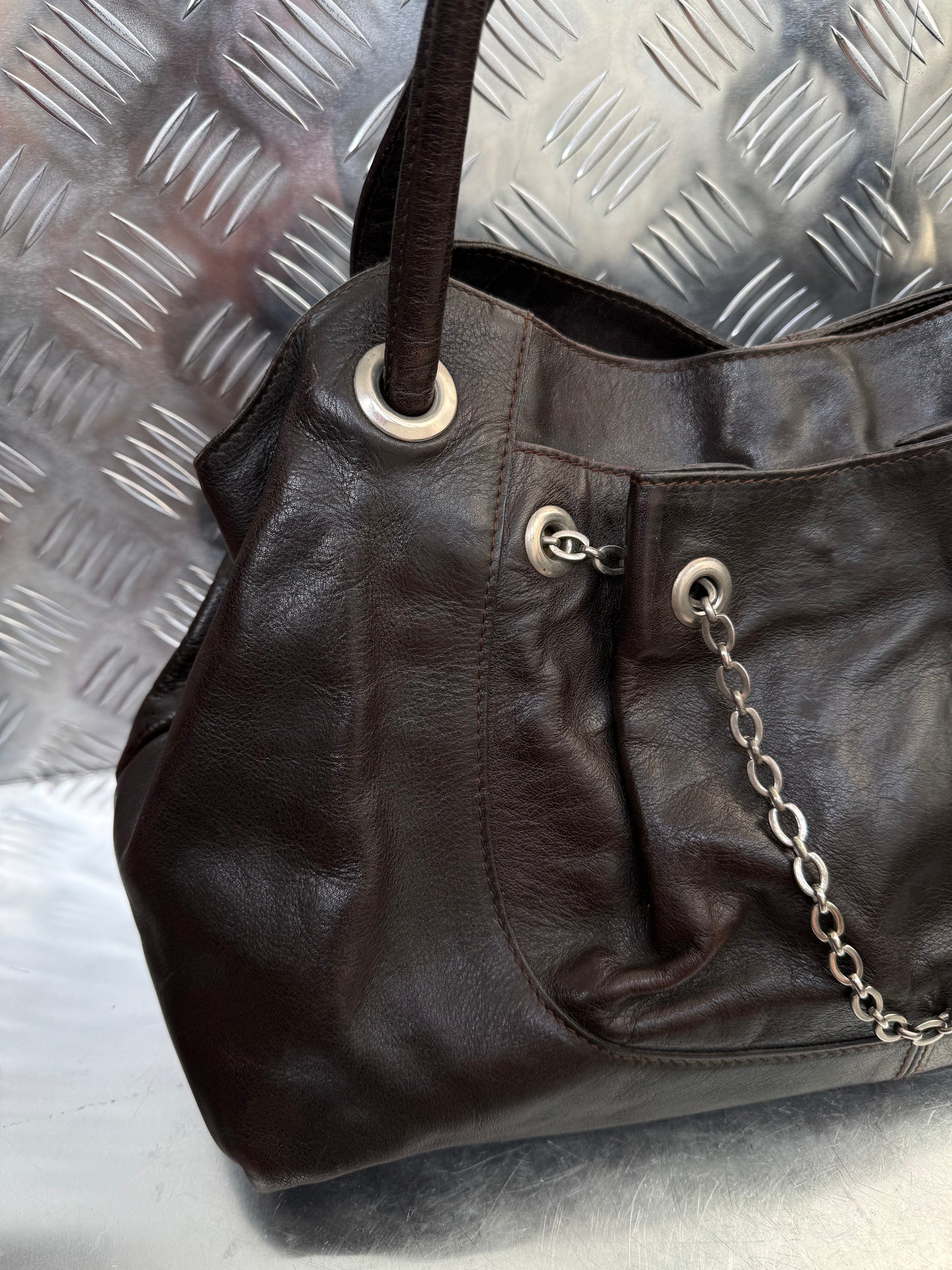 Vintage Furla Brown Leather Bag Twinkling Global