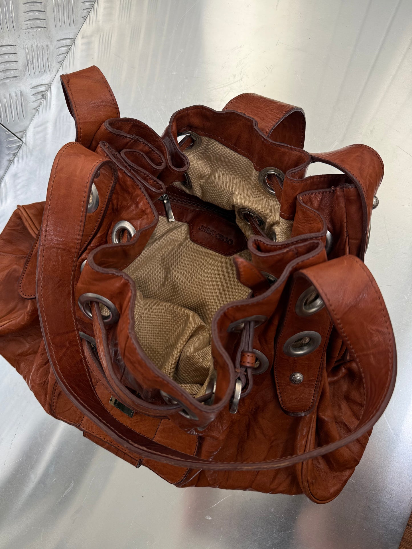 Vintage Brown Leather Bag Twinkling Global