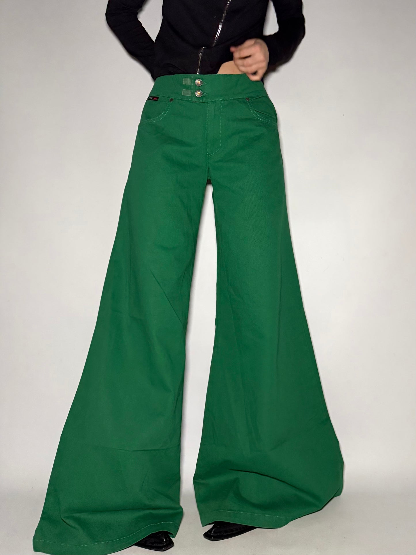 Green Wide-Leg Jeans Twinkling Global