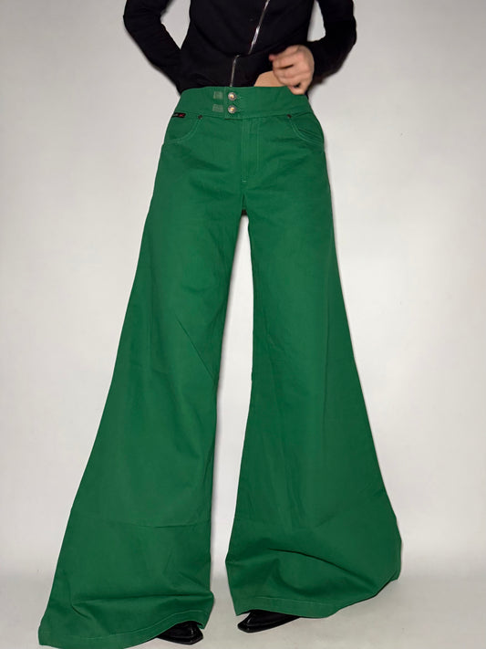 Green Wide-Leg Jeans Twinkling Global