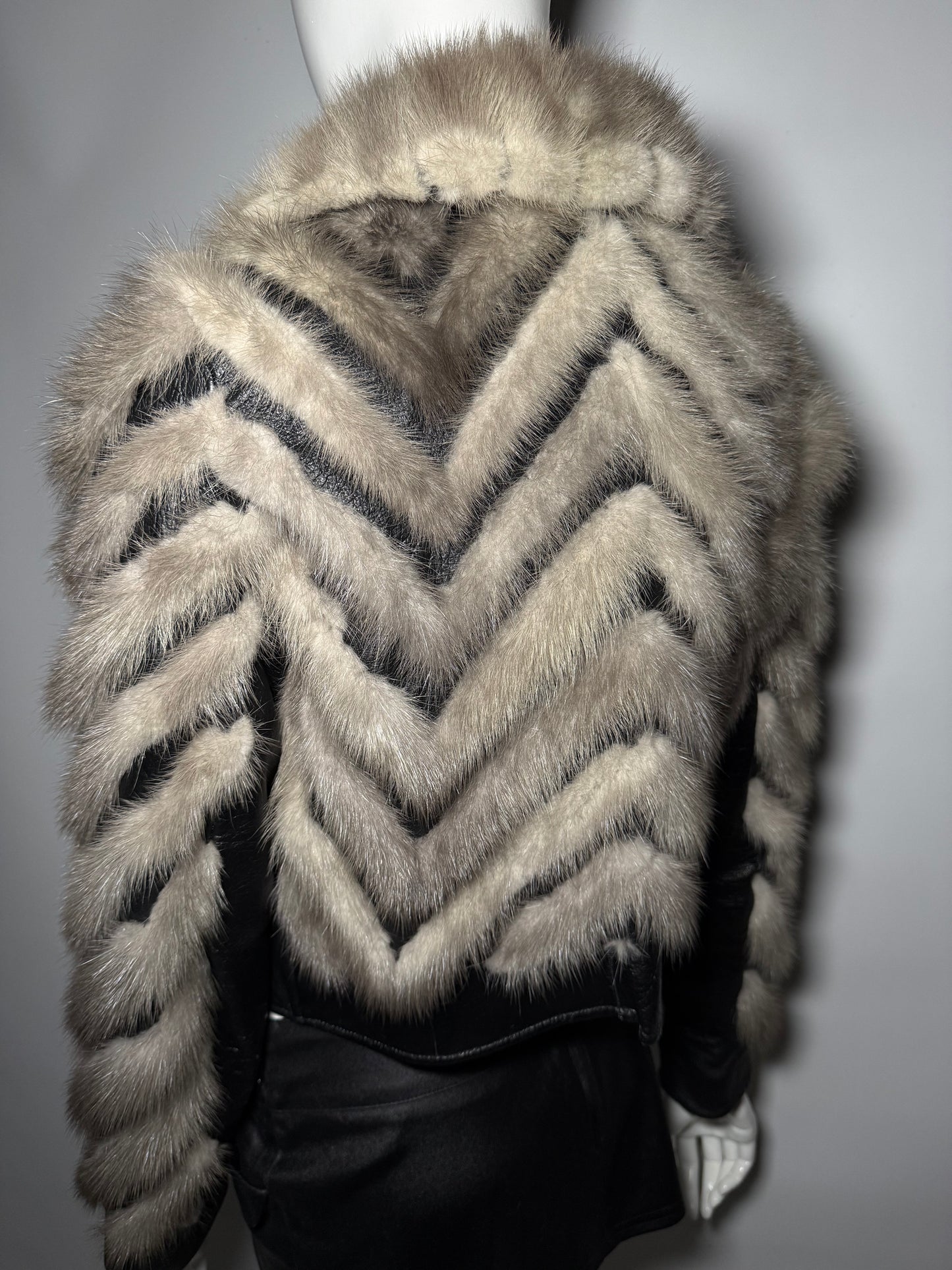 Vintage leather jacket with natural fur Twinkling Global