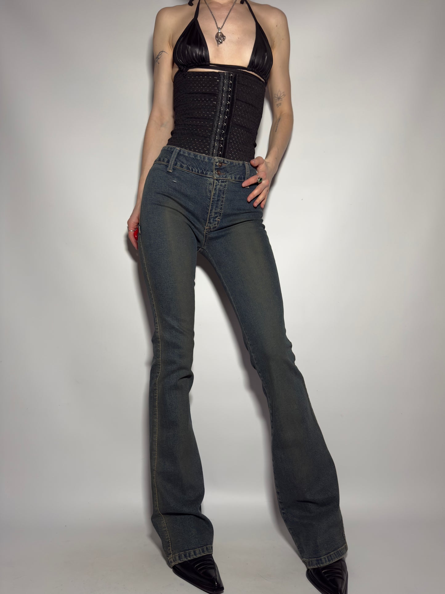 Vintage Brownish Flared Jeans - TWINKLING GLOBAL