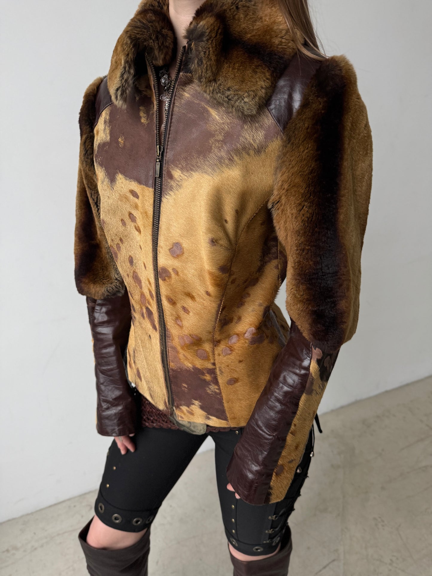 Vintage leather jacket with pony fur & chinchilla details – TWINKLING GLOBAL