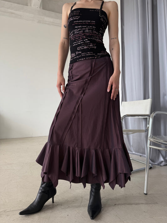 Vintage Plum Ruffle Hem Maxi Skirt – Twinkling Global