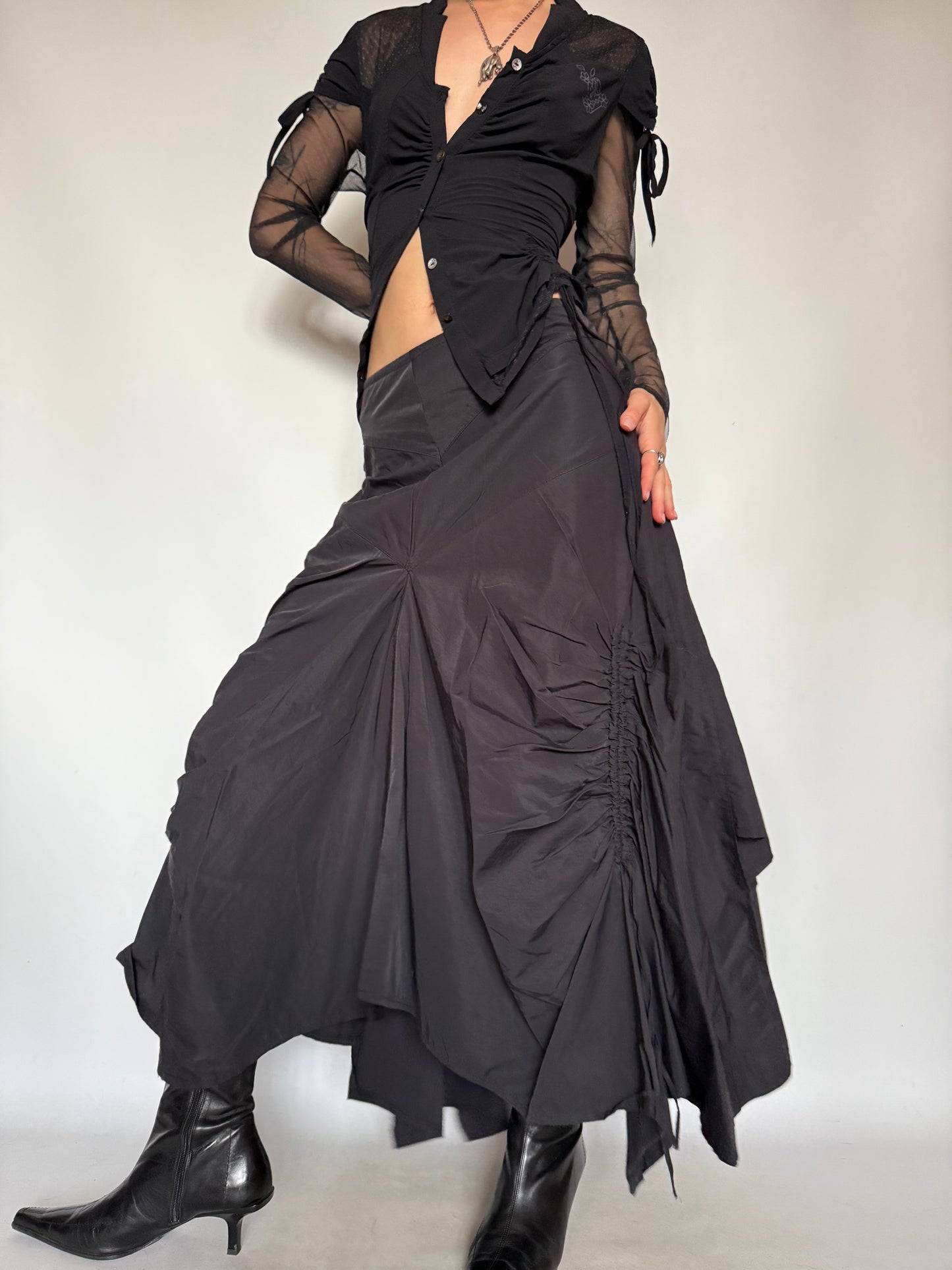 Vintage Gothic Asymmetrical Ruched Maxi Skirt – Twinkling Global
