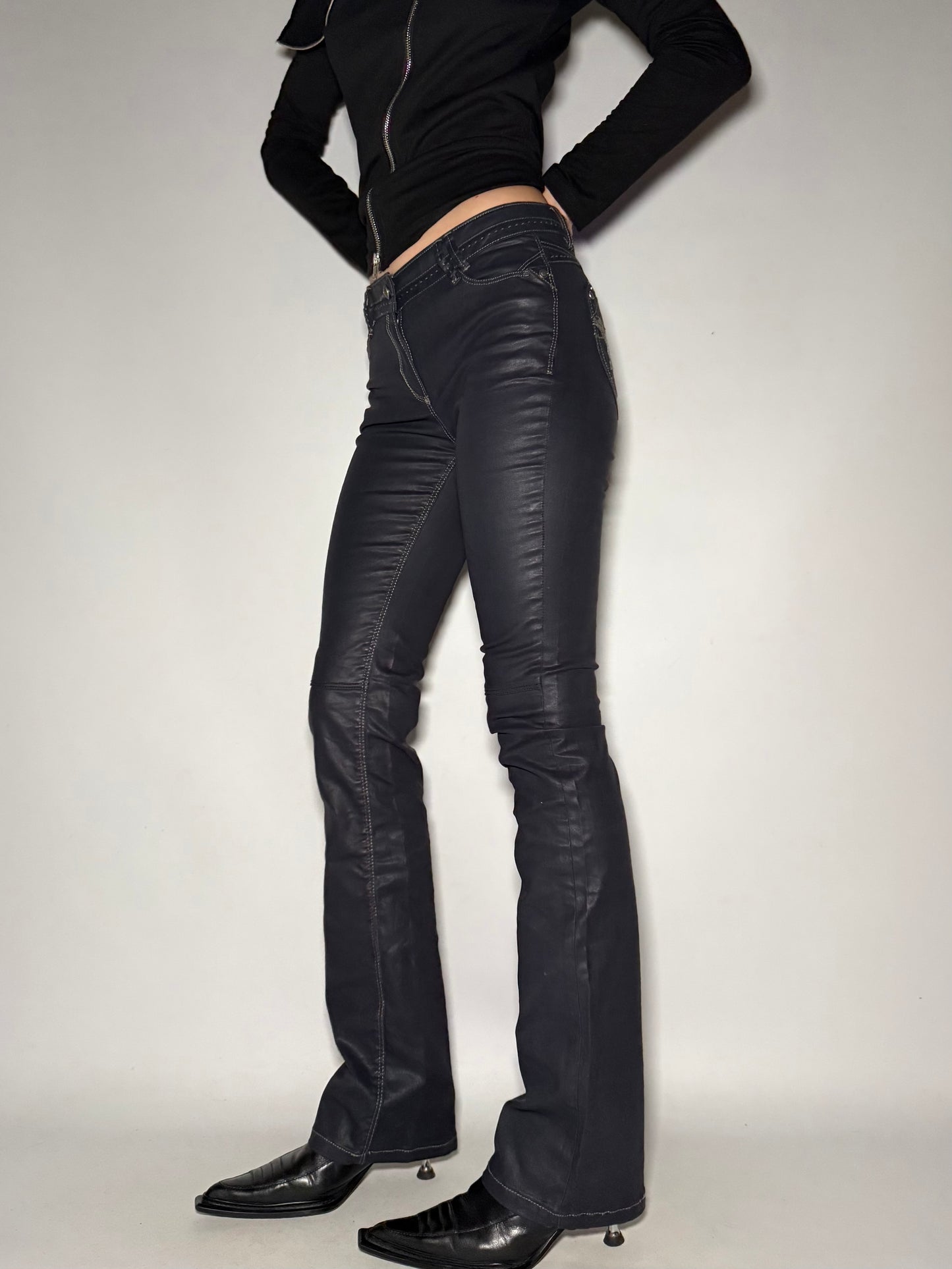 Leather-Look Straight Pants Twinkling Global