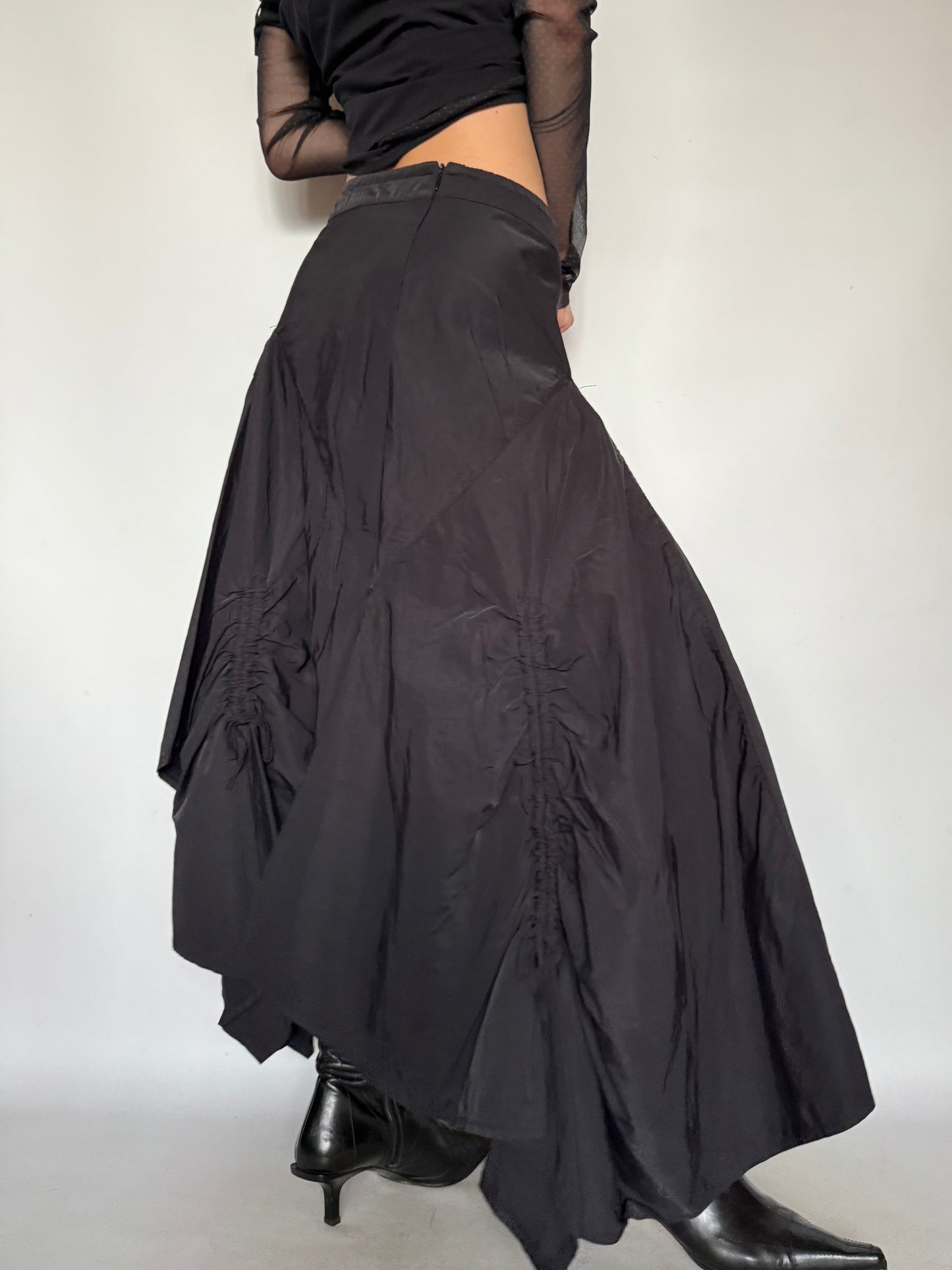 Vintage Gothic Asymmetrical Ruched Maxi Skirt – Twinkling Global