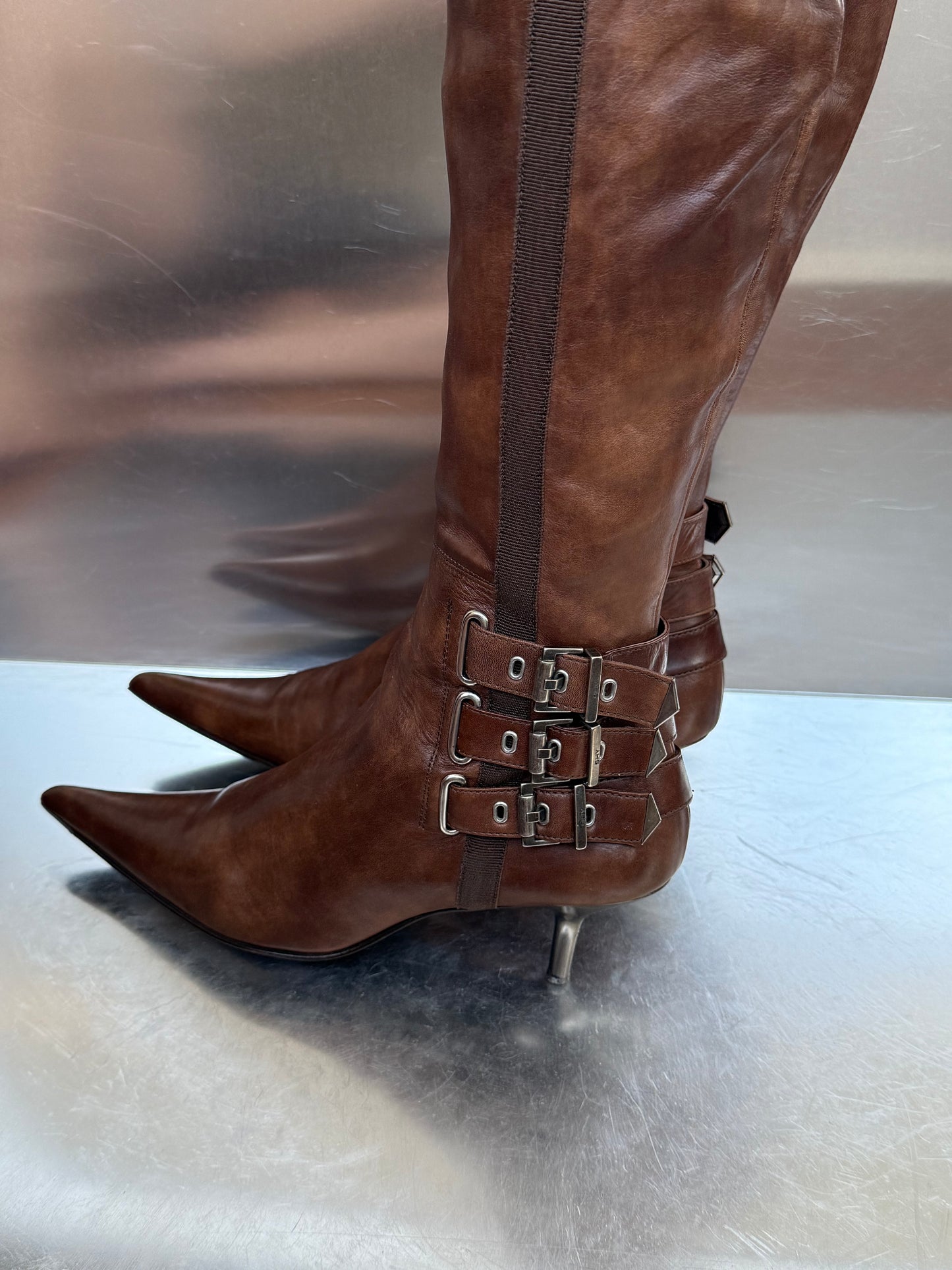 Vintage Brown Leather Boots SHY Twinkling Global