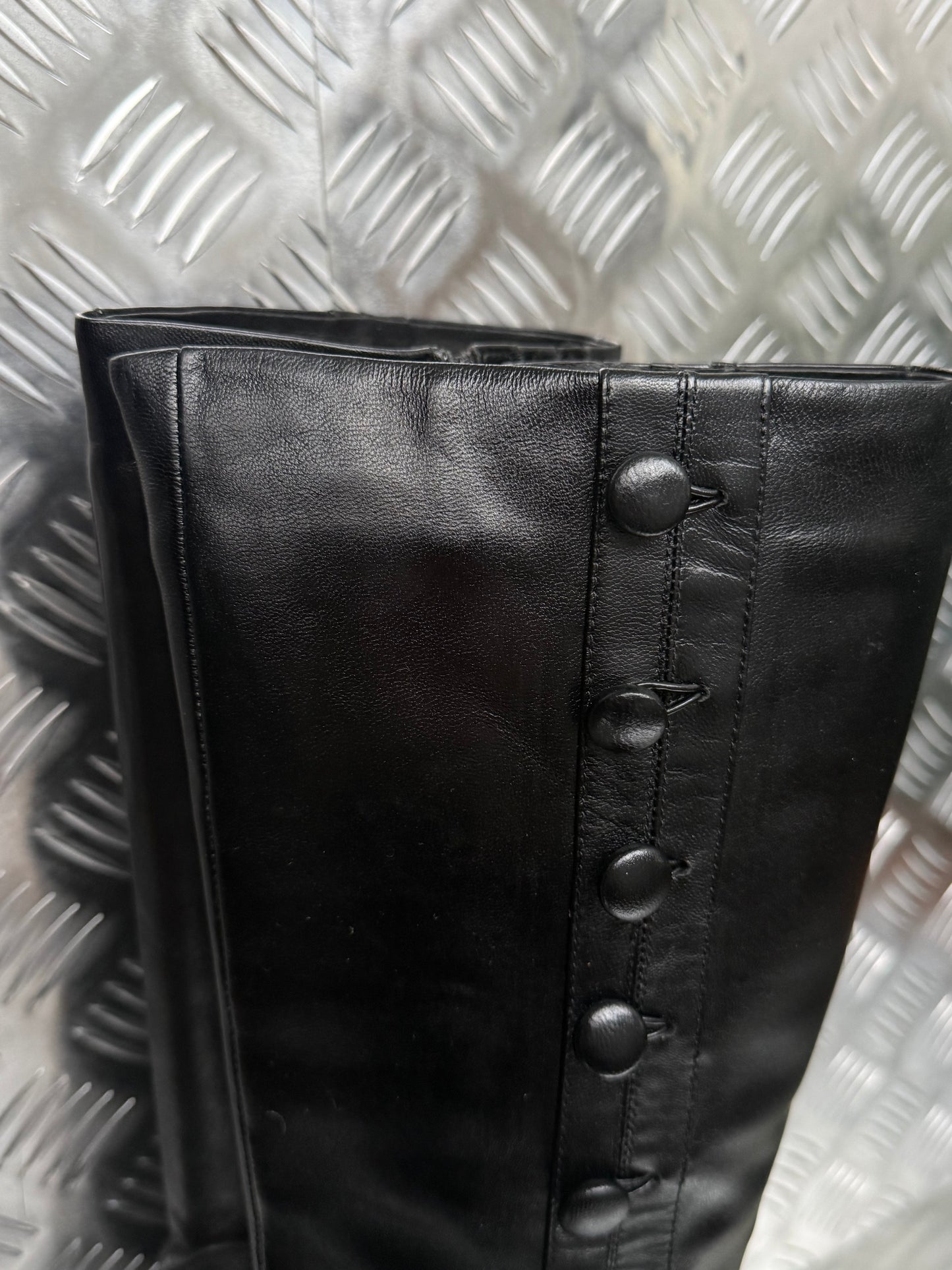 Vintage pointed-toe leather stiletto boots Twinkling Global