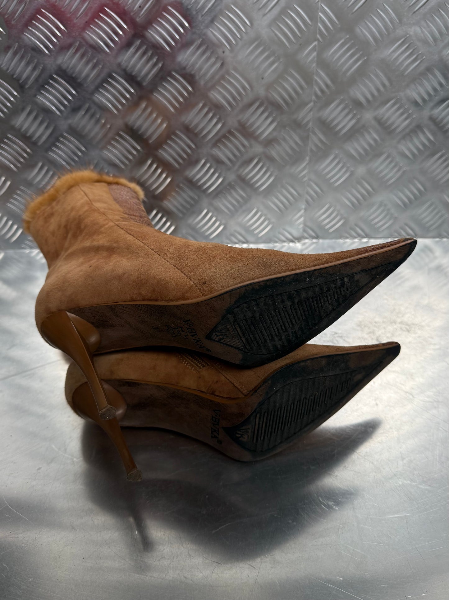 Vintage suede fur-trim boots TWINKLING GLOBAL