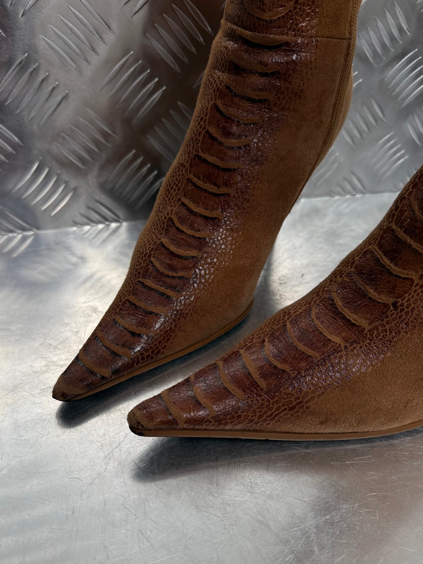 Vintage suede fur-trim boots TWINKLING GLOBAL