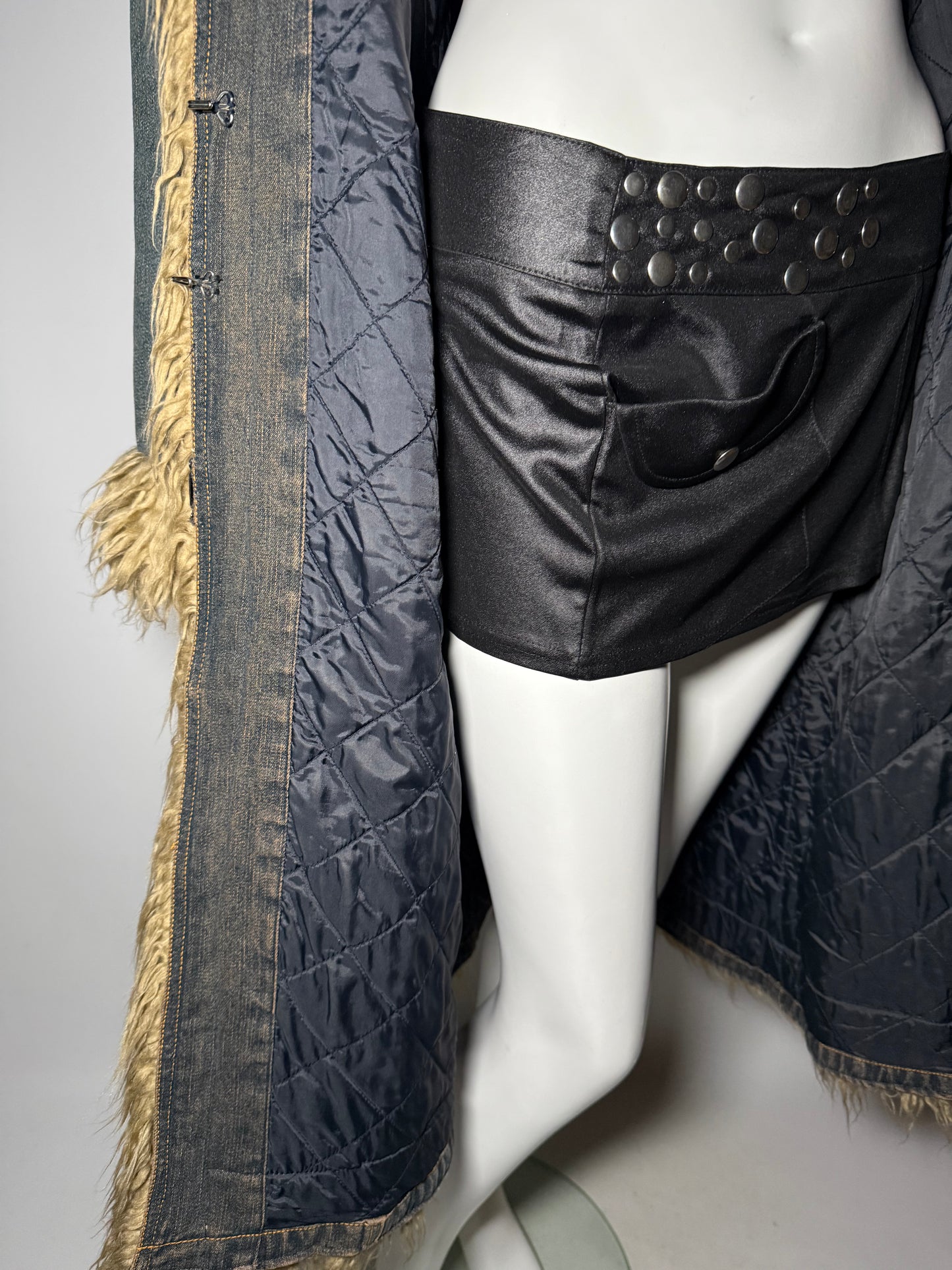 Vintage Penny Lane Afghan denim coat with faux fur Twinkling Global