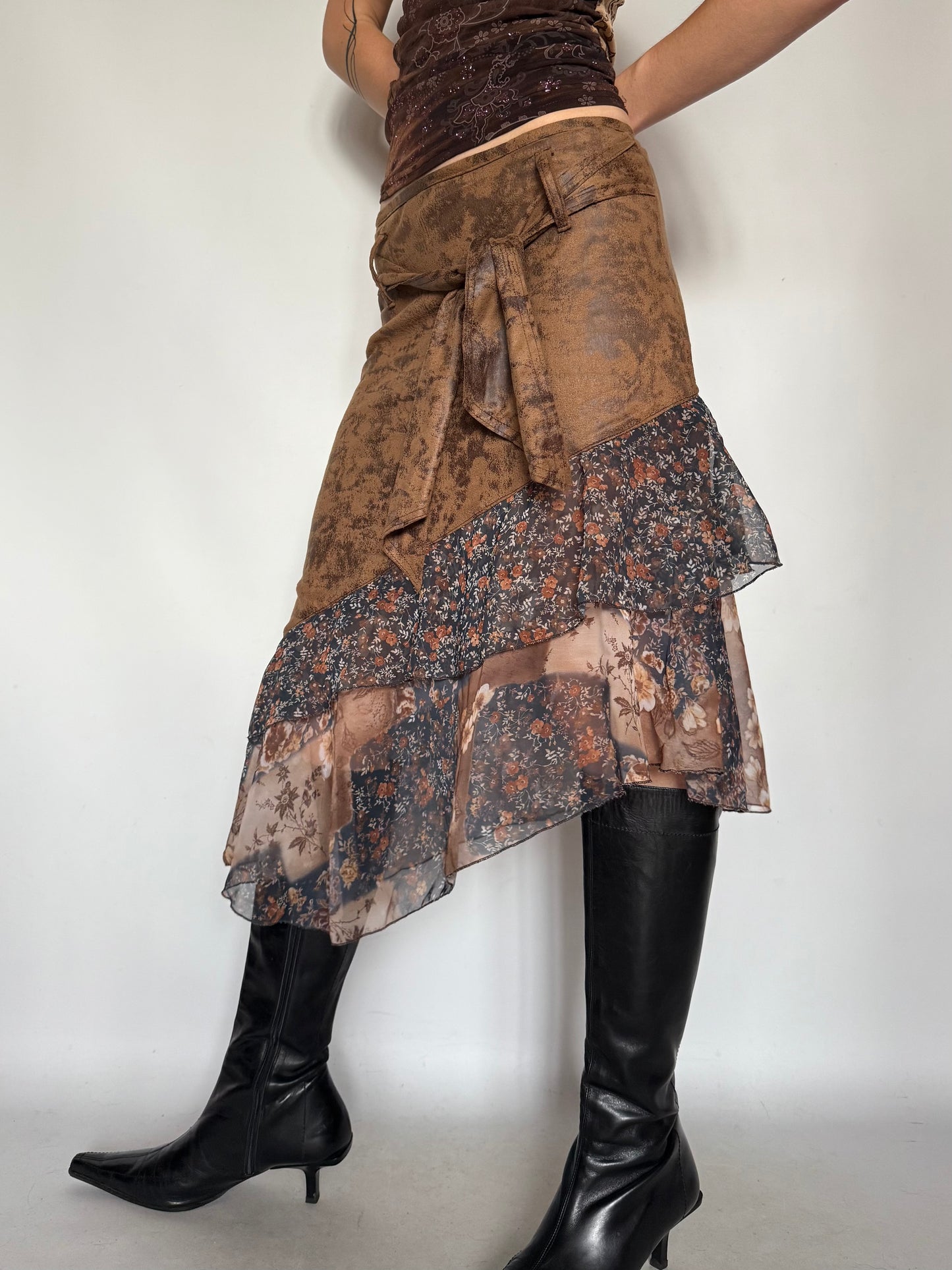 Vintage Patchwork Floral Asymmetrical Skirt – Twinkling Global