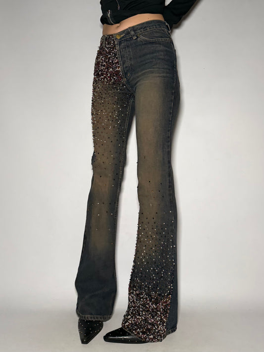 Rust Beaded Straight-Leg Jeans Twinkling Global