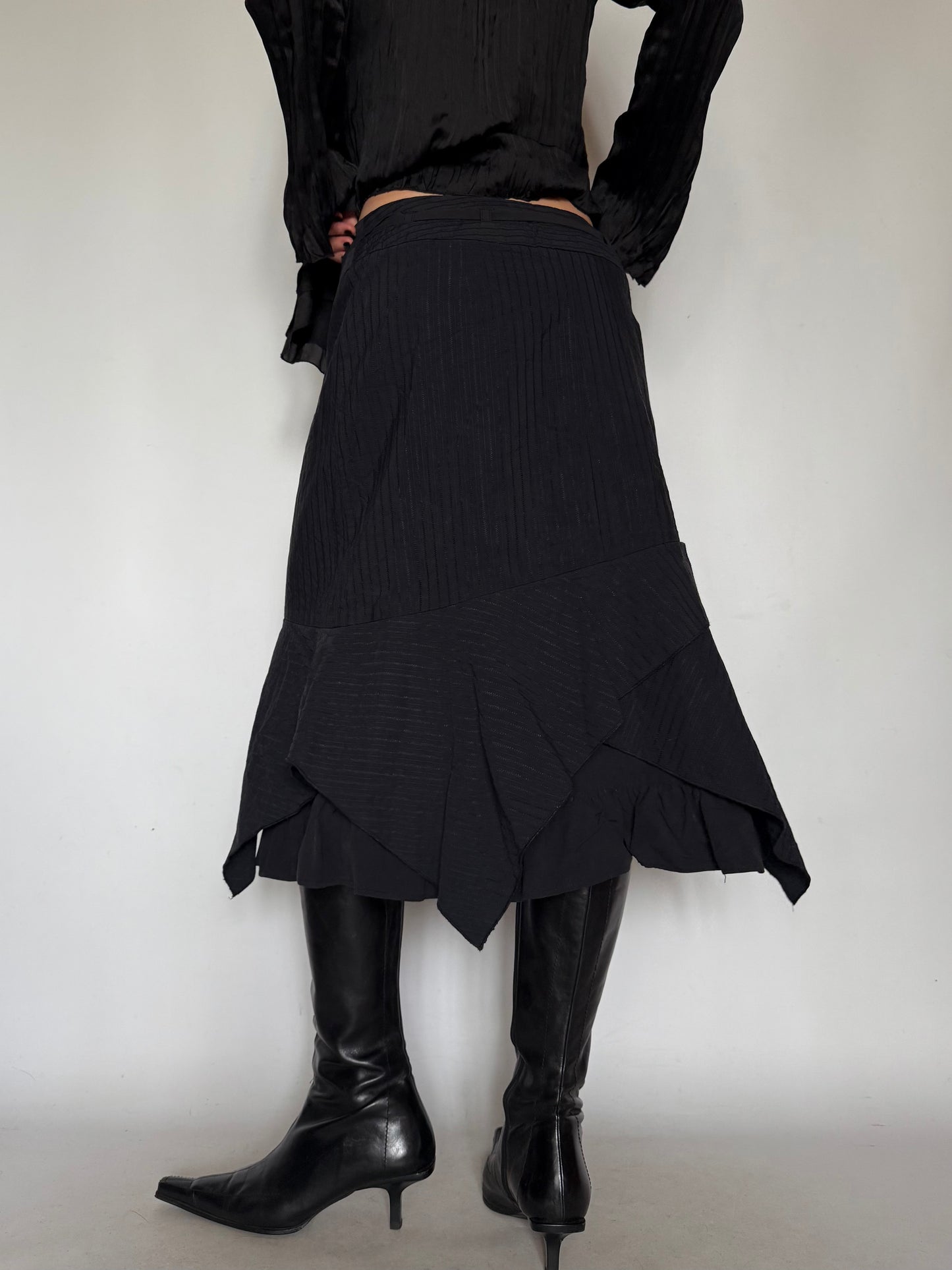 Vintage Asymmetrical Layered Skirt Black Twinkling Global