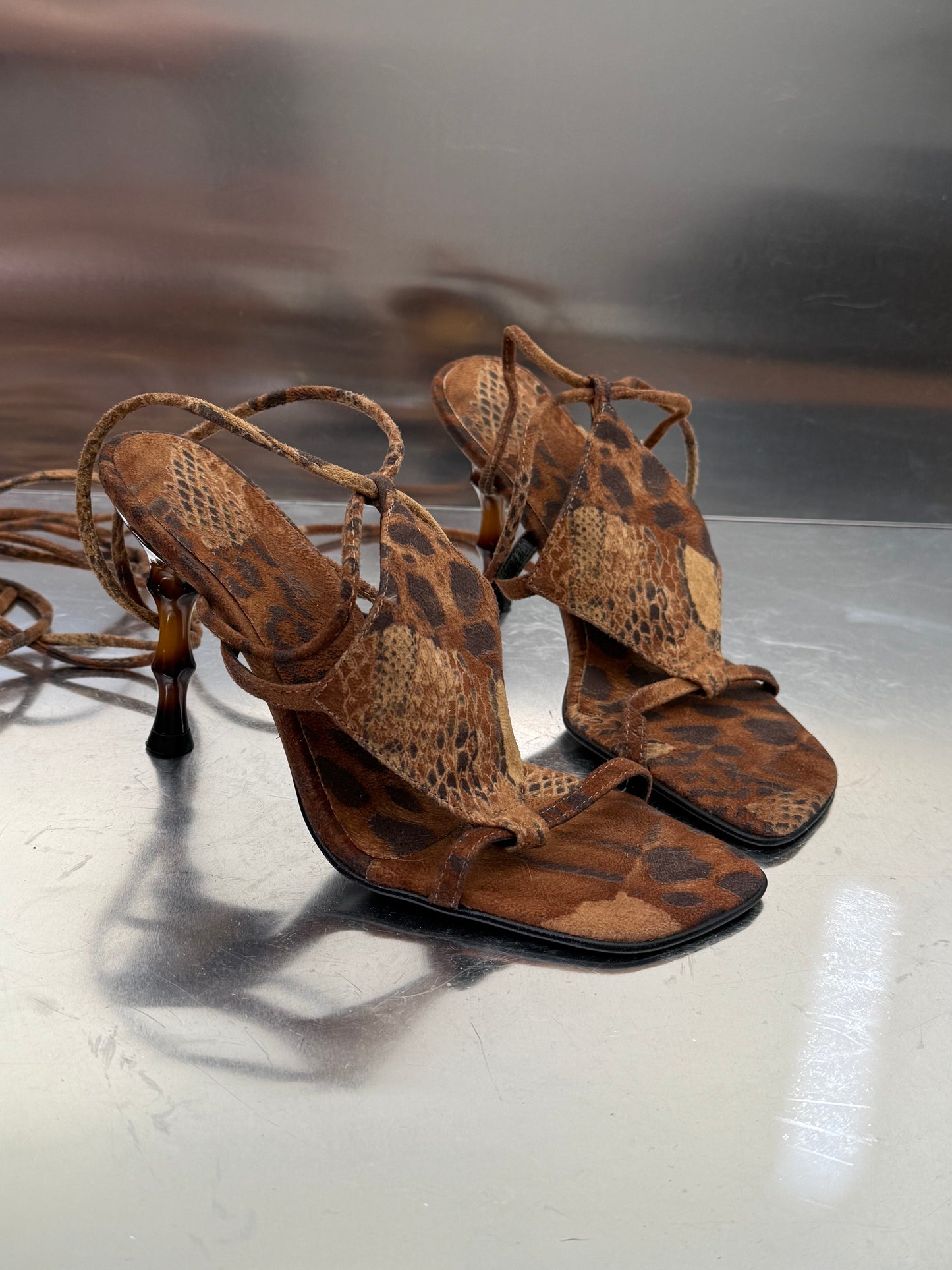Leopard-Print Lace-Up Sandals – TWINKLING GLOBAL
