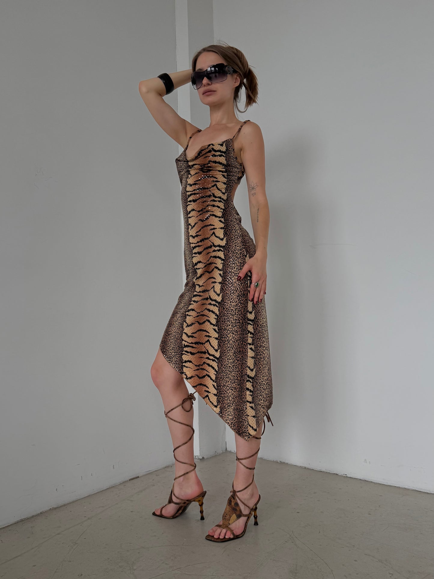 Vintage Y2K Animal Print Asymmetrical Dress – Twinkling Global
