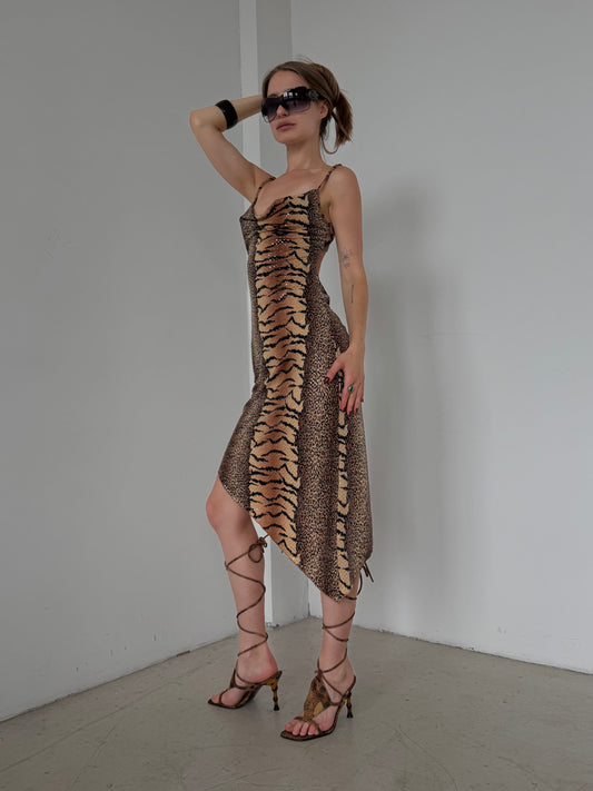 Vintage Y2K Animal Print Asymmetrical Dress – Twinkling Global