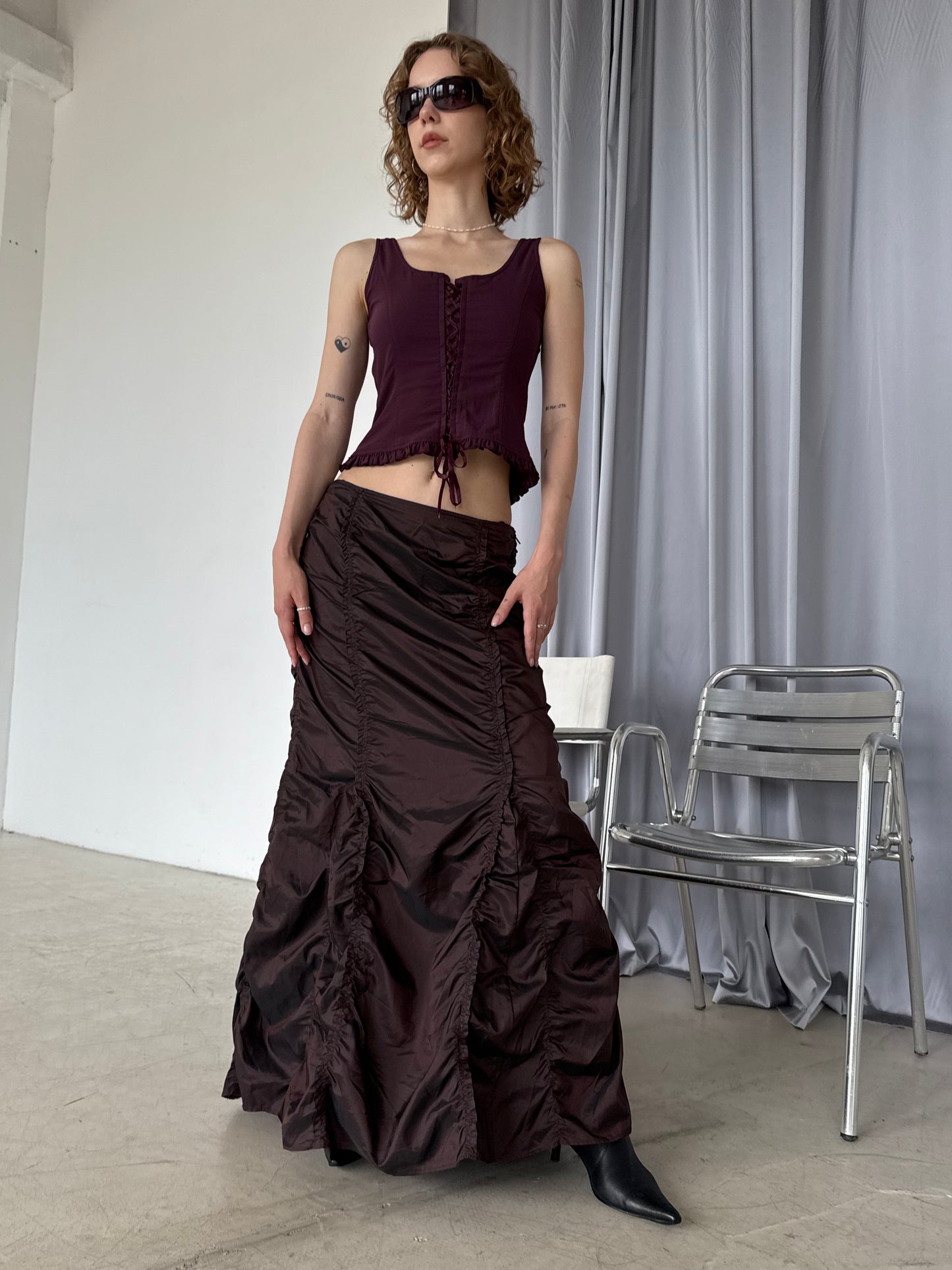 Vintage Ruched Maxi Skirt – Twinkling Global